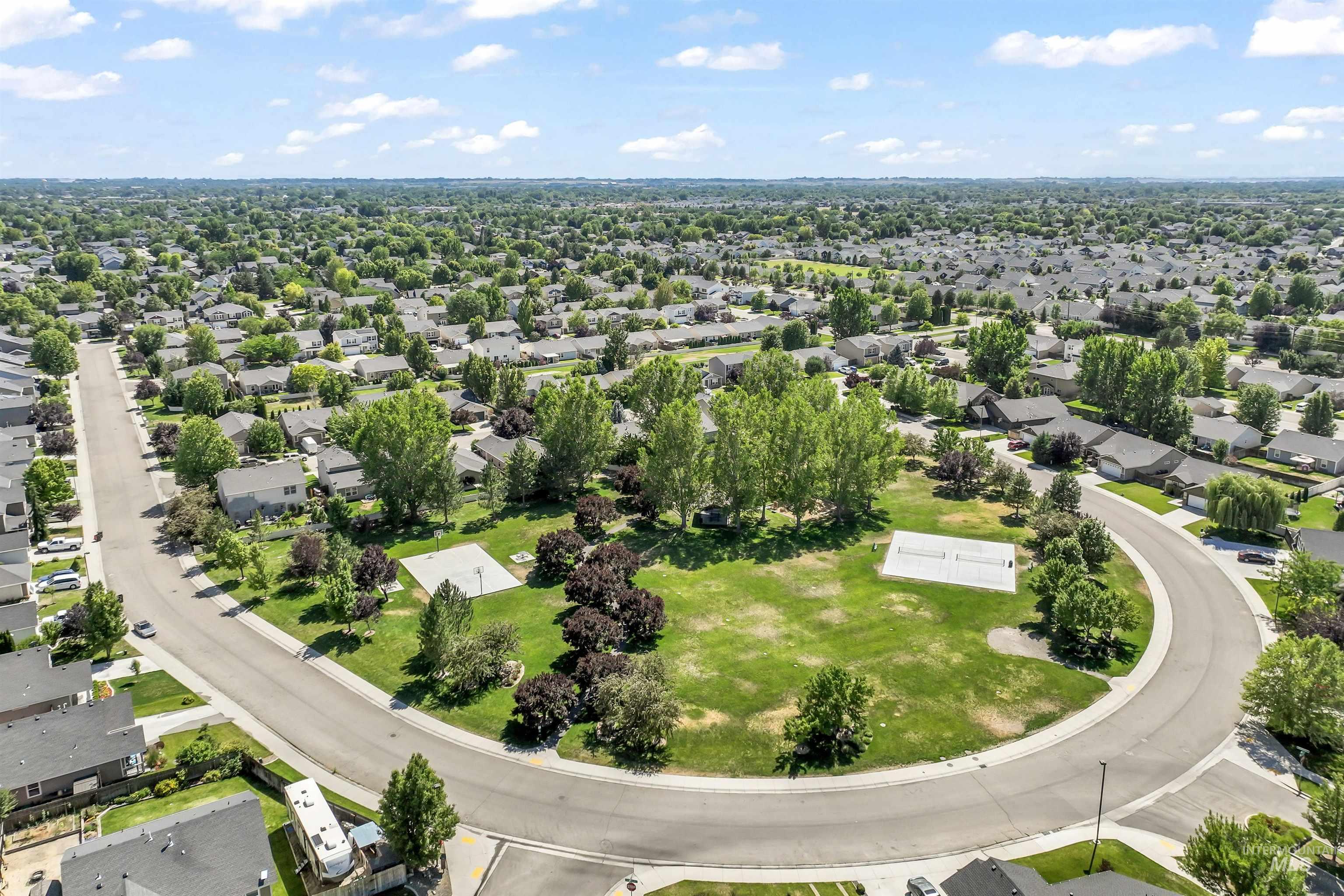 Aerial view of residential area