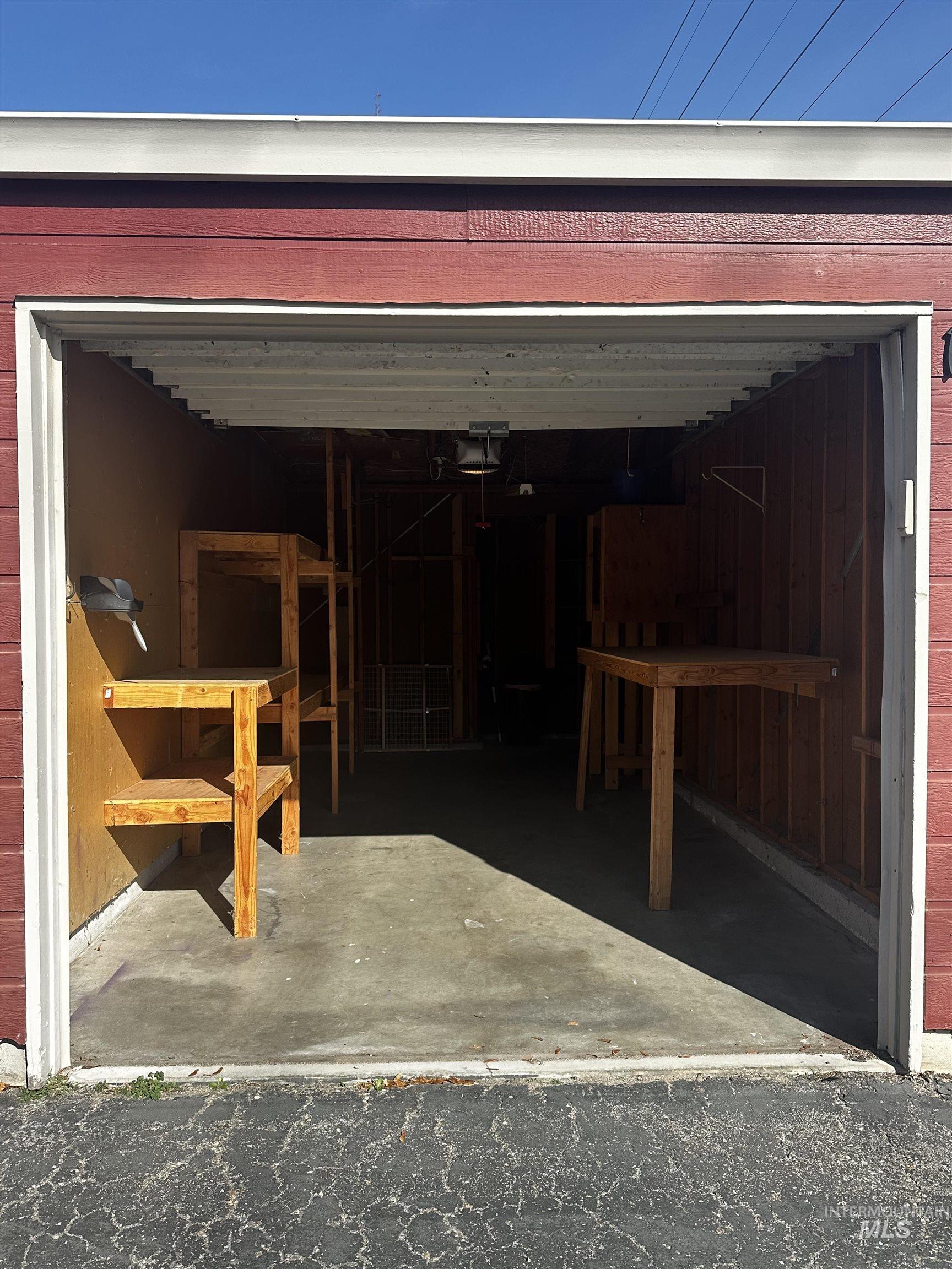 Garage showing the pull down bench