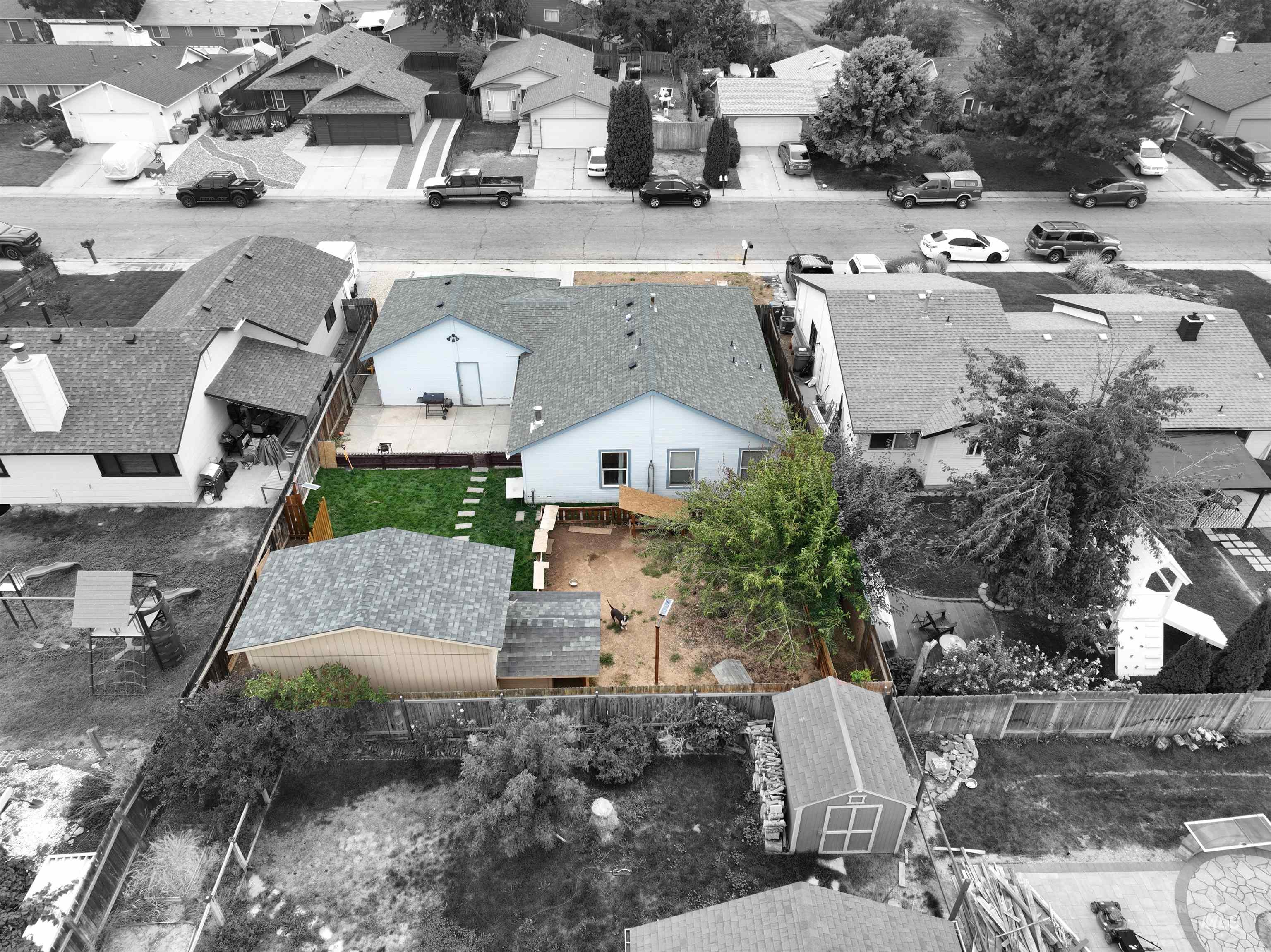 Aerial view of residential area