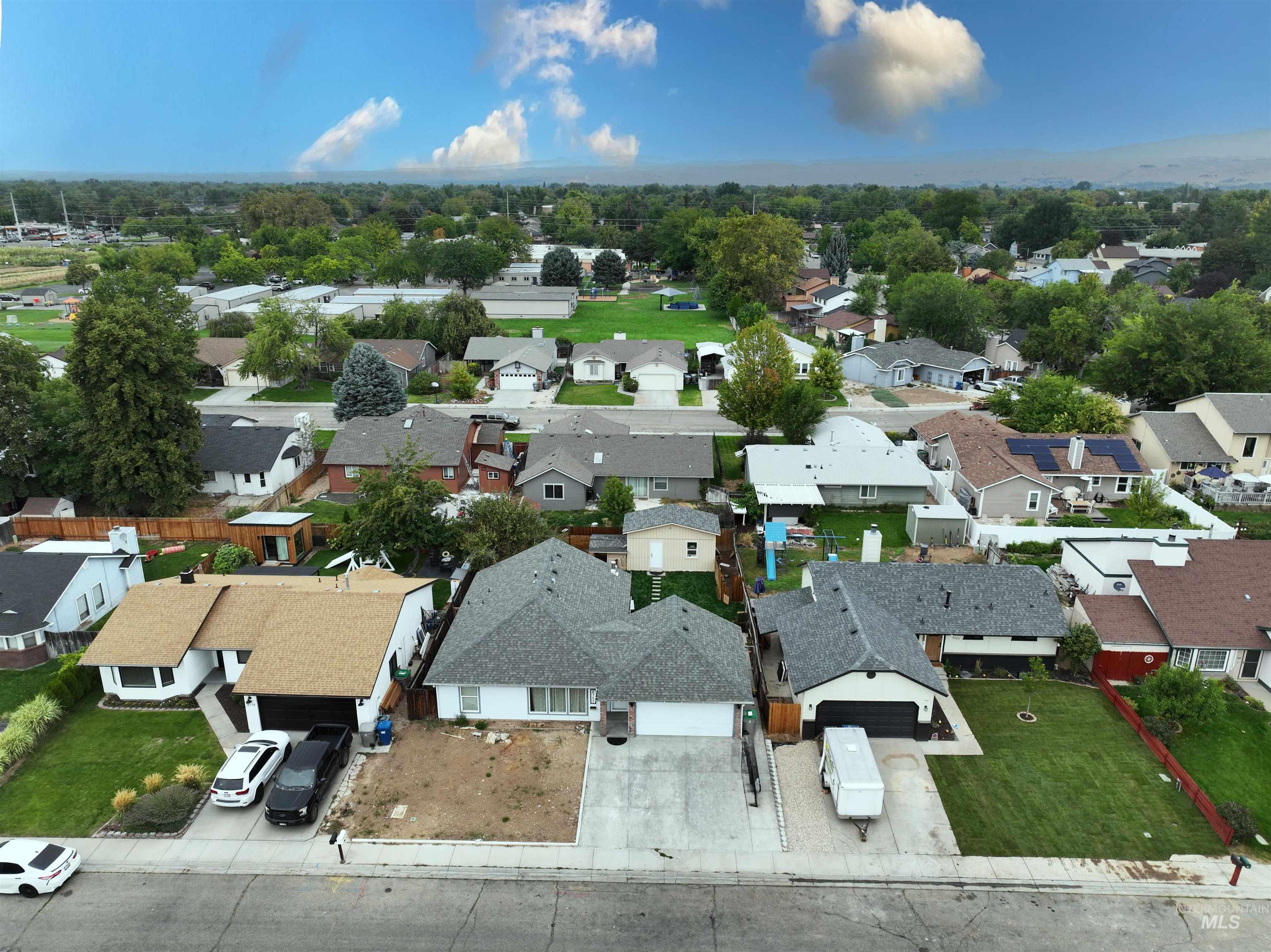 Aerial perspective of suburban area