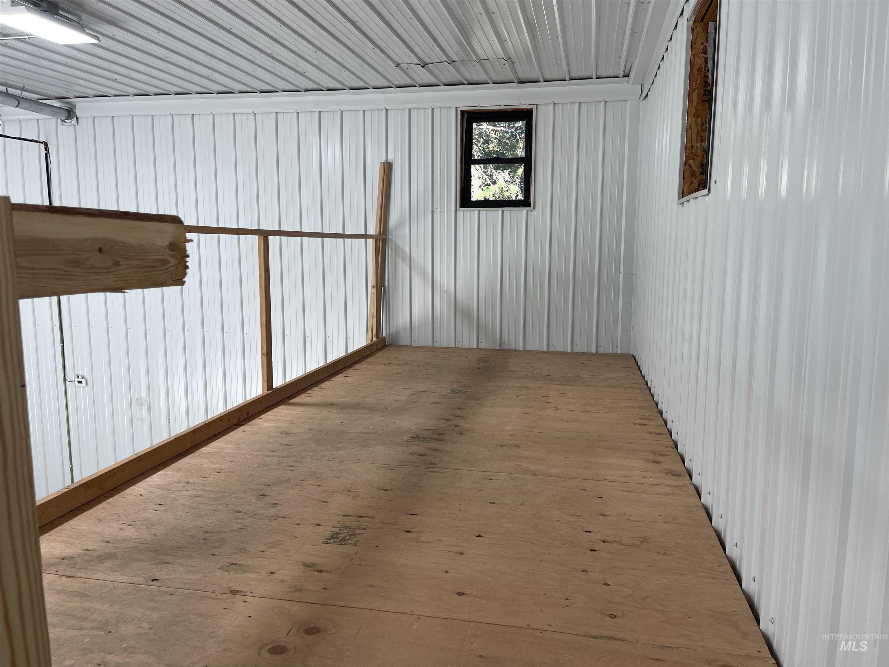 Garage with metal wall