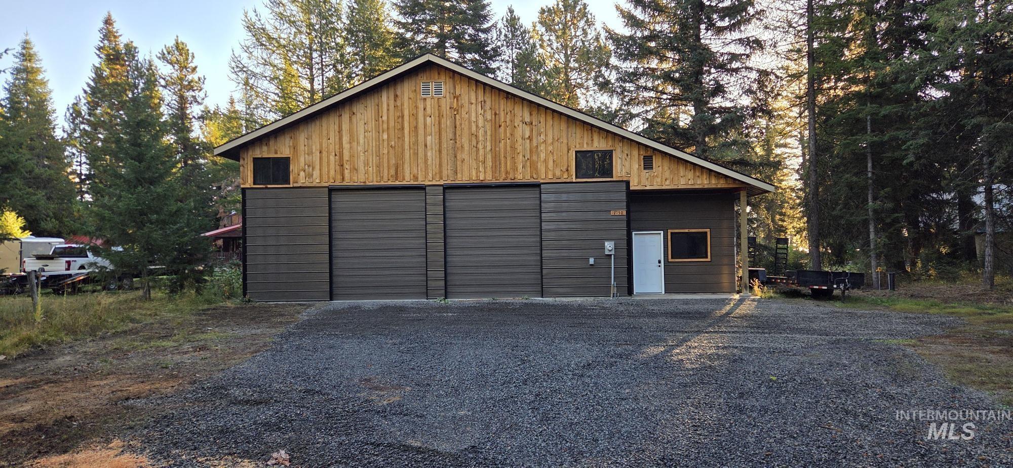 View of detached garage