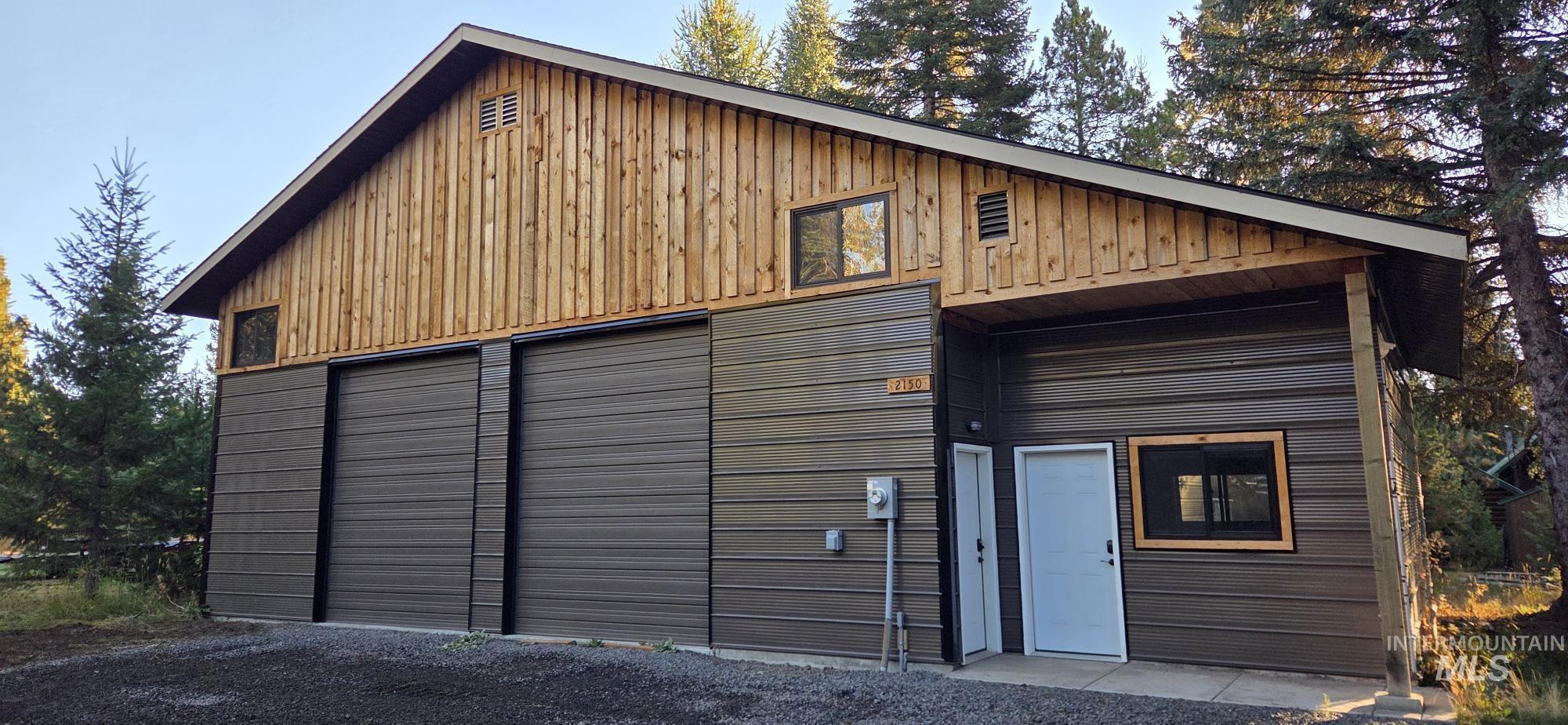 View of detached garage