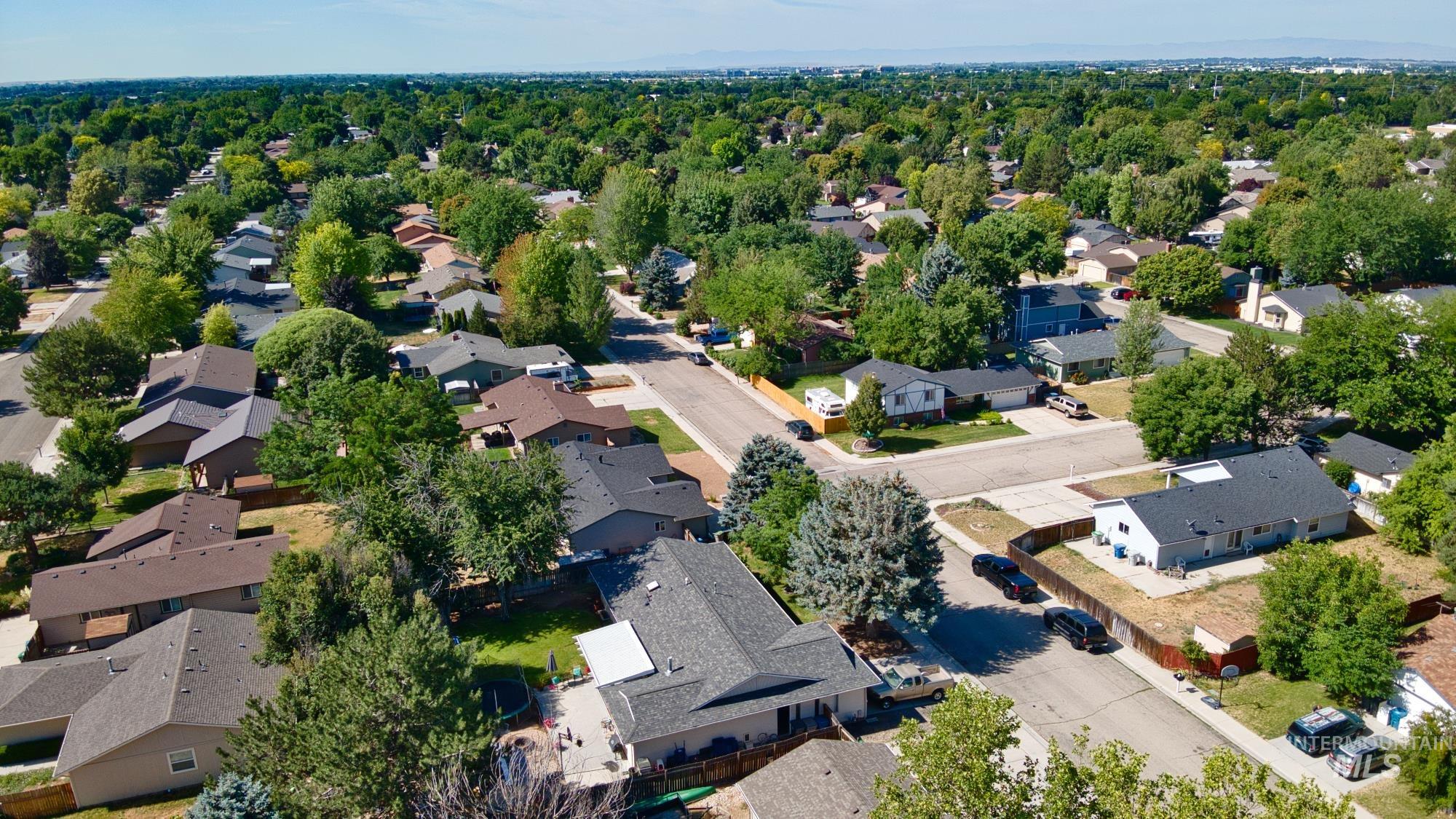 Aerial perspective of suburban area
