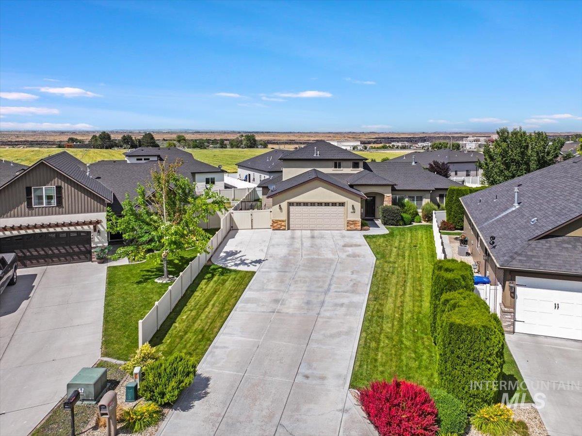 Aerial perspective of suburban area