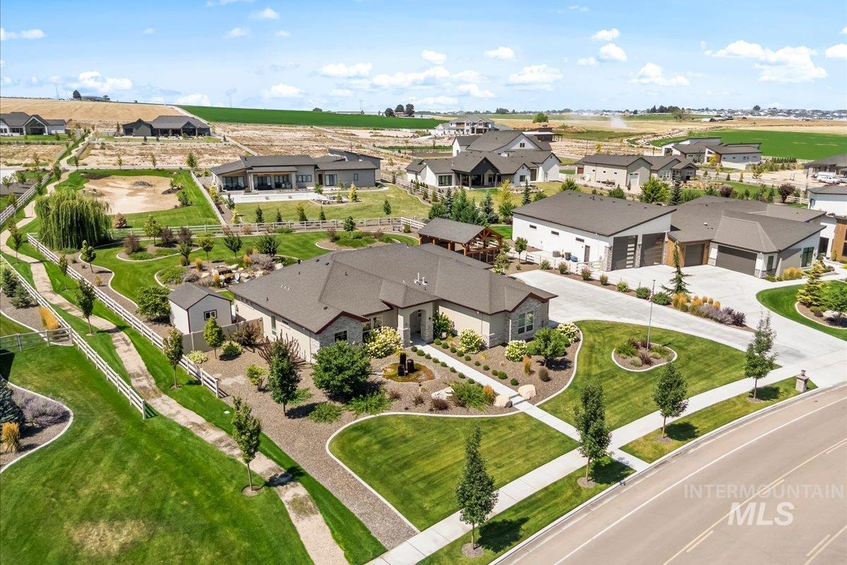 Aerial perspective of suburban area