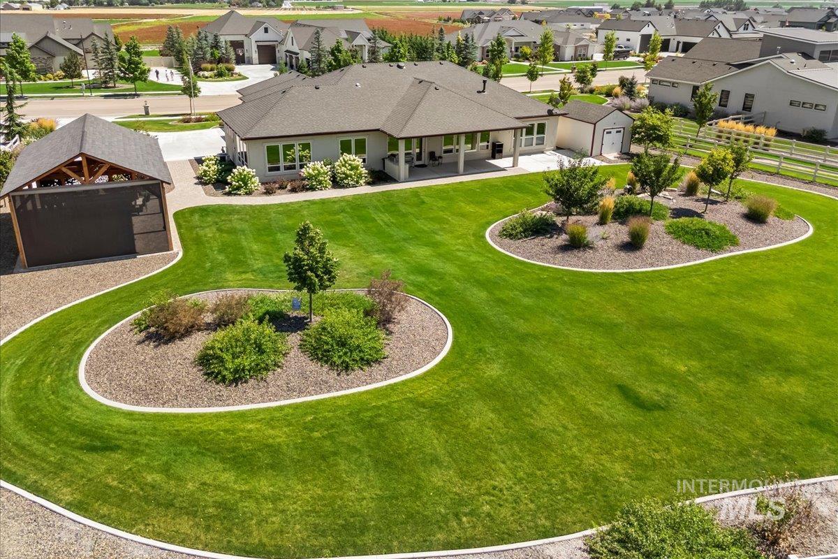 Aerial view of residential area