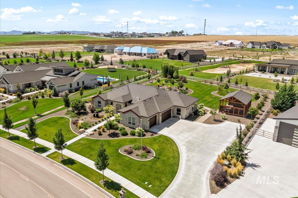 Aerial view of residential area