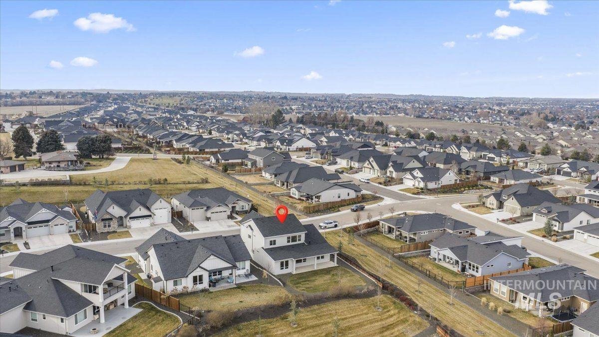 Aerial perspective of suburban area