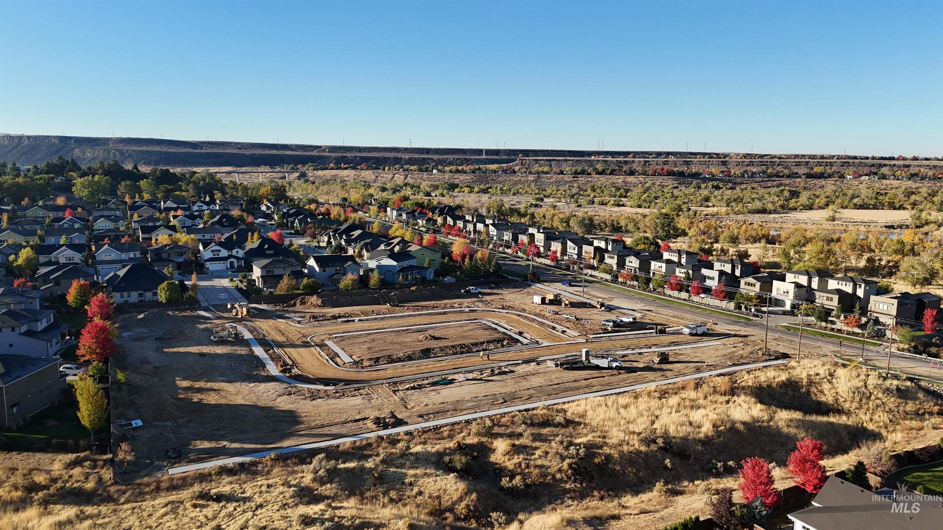 Aerial perspective of suburban area