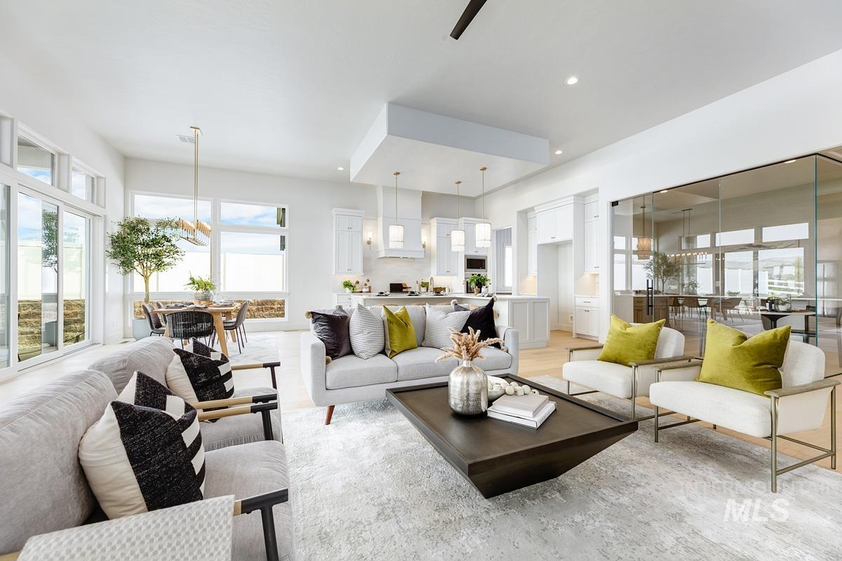 Living room with recessed lighting