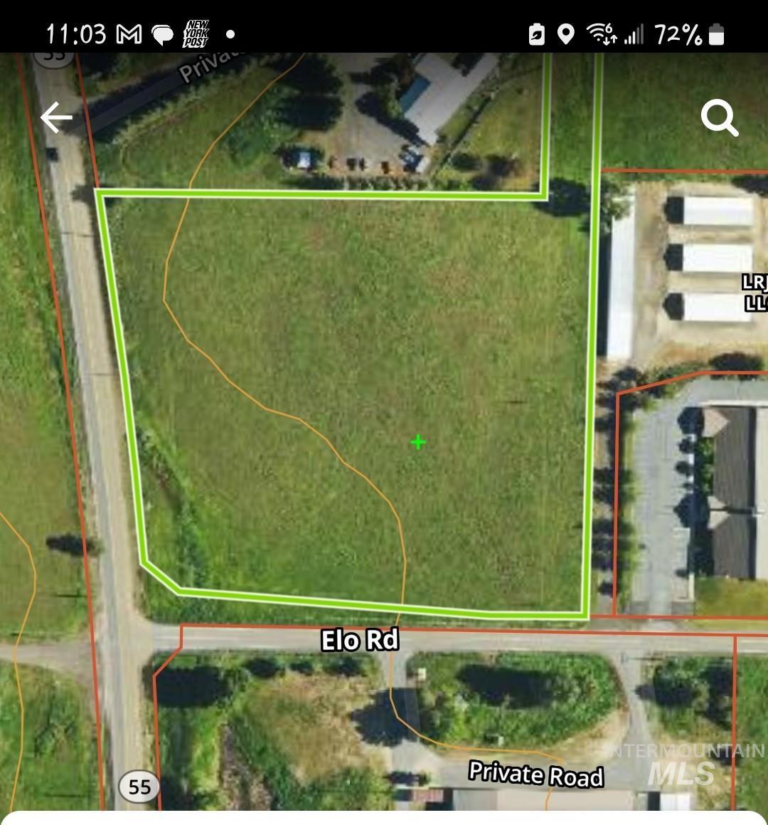 Aerial overview of property's location featuring property boundaries highlighted