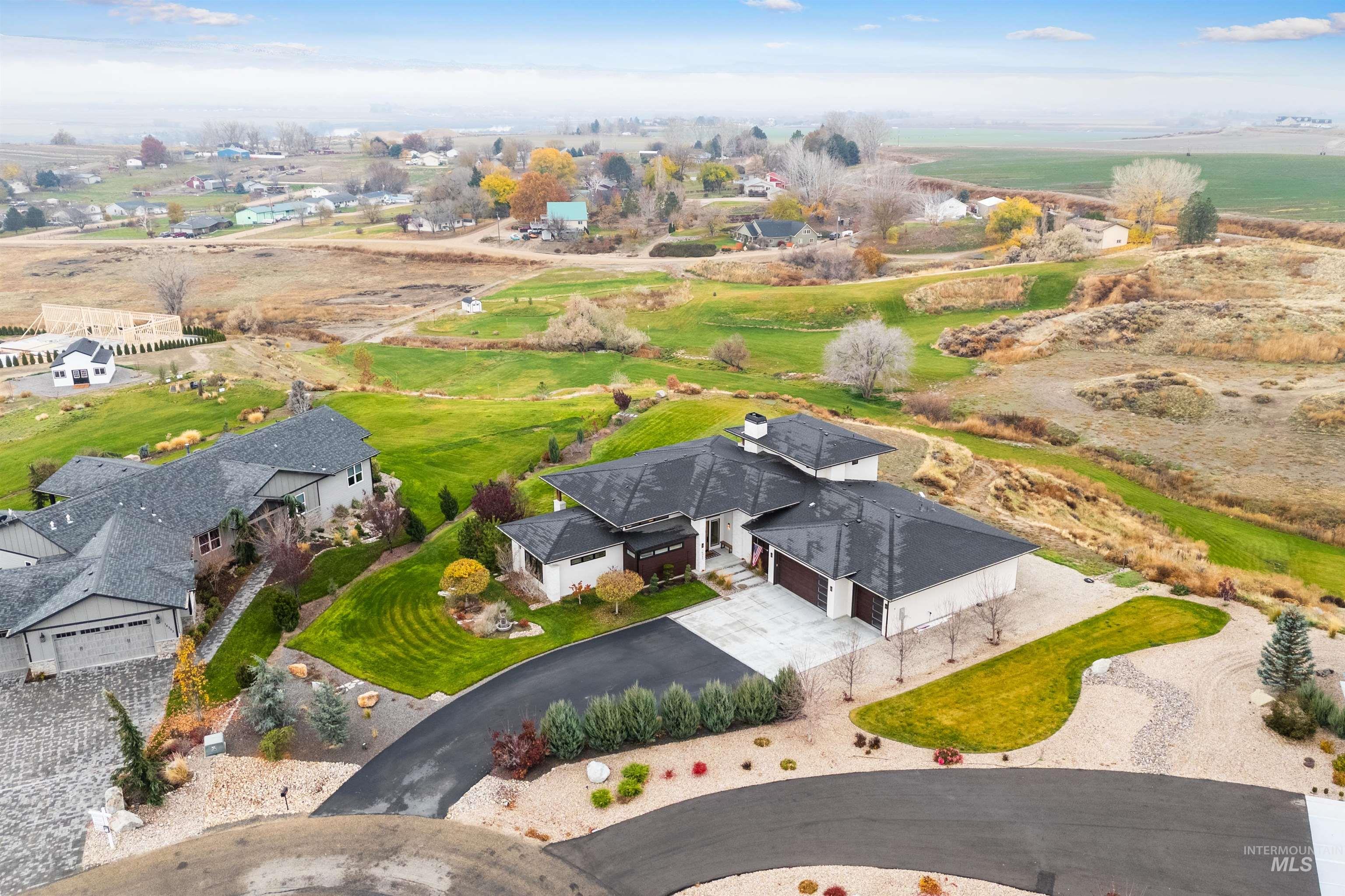 Aerial perspective of suburban area