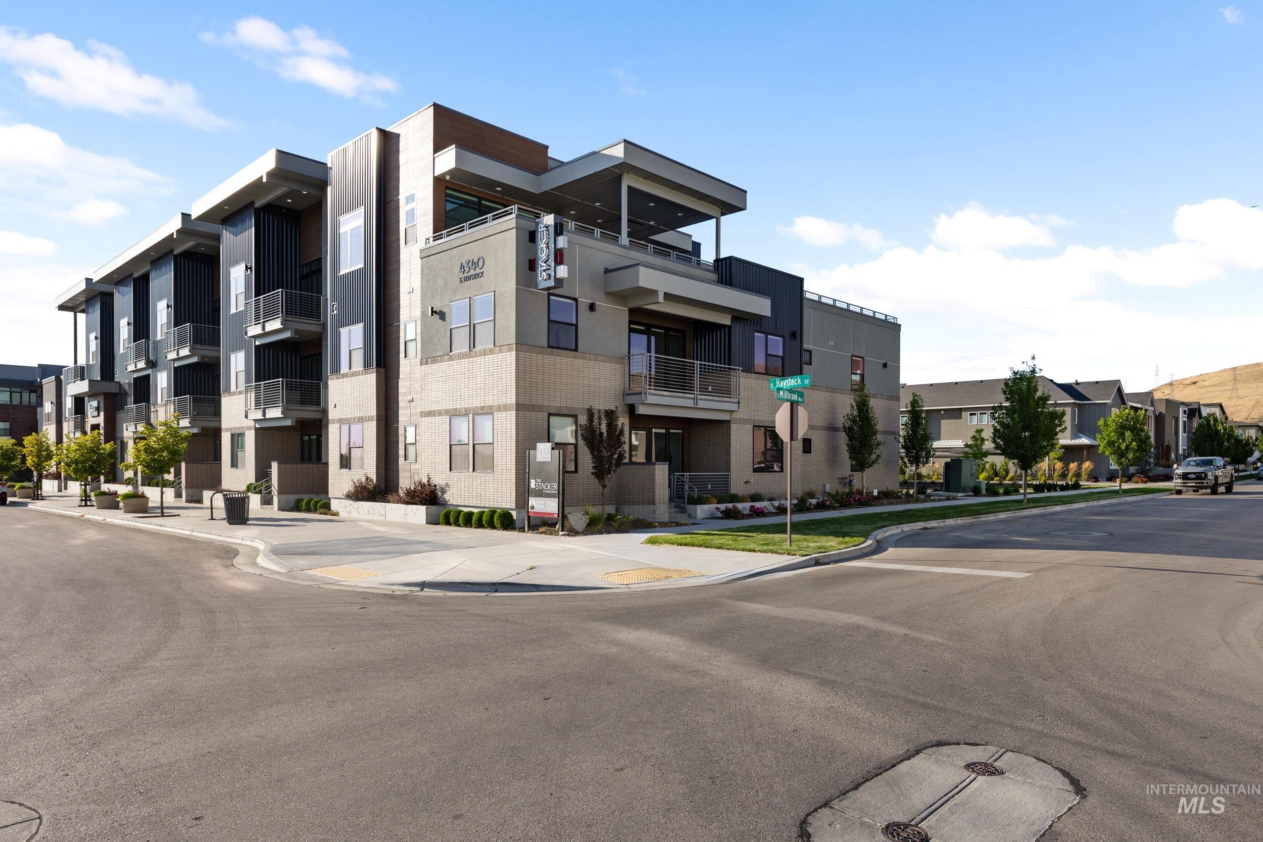 View of building exterior featuring a residential view