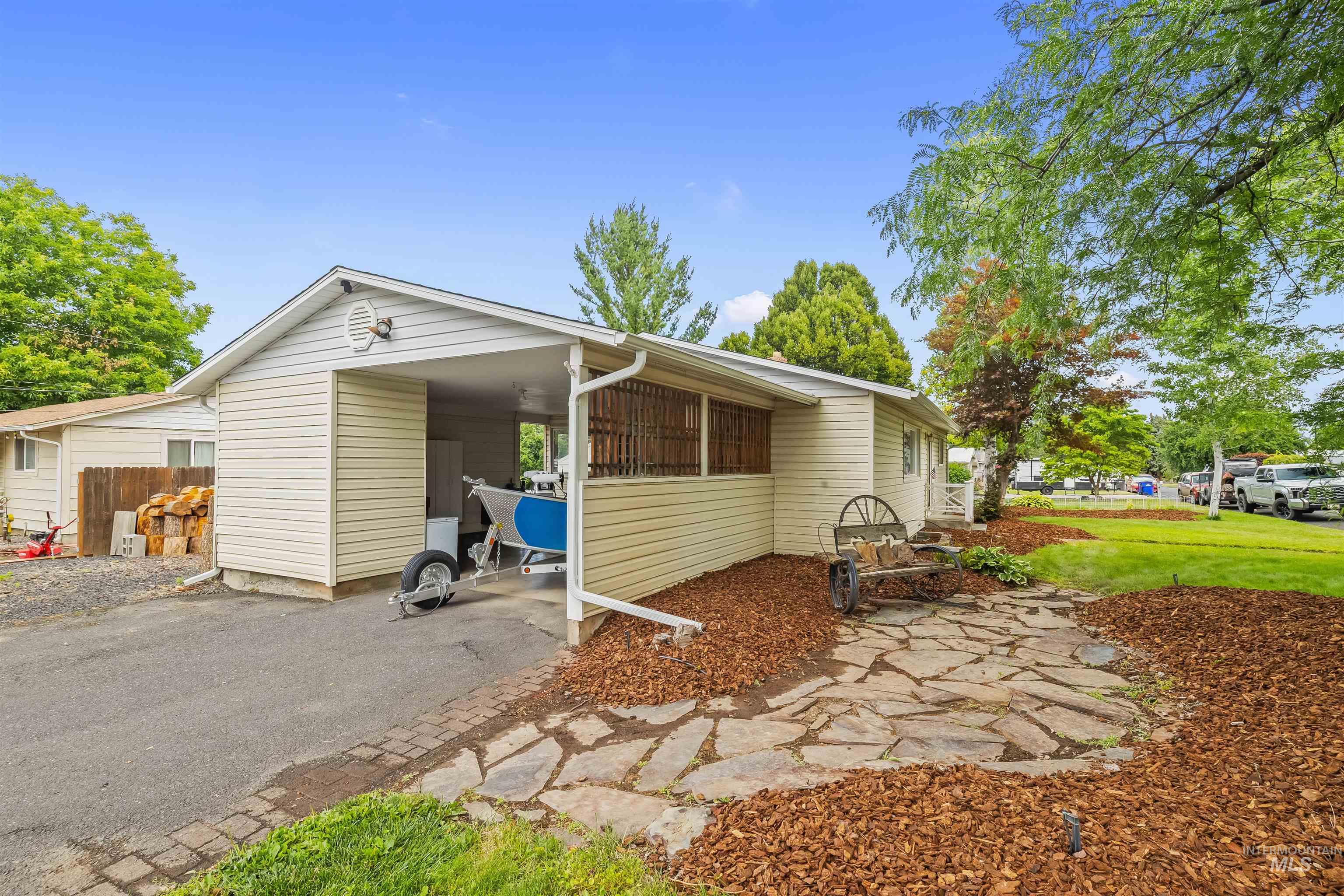 Covered carport parking with side entry