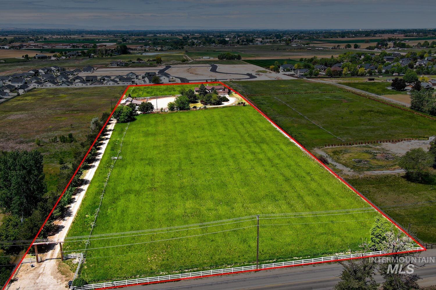 View of rural area with property boundaries highlighted