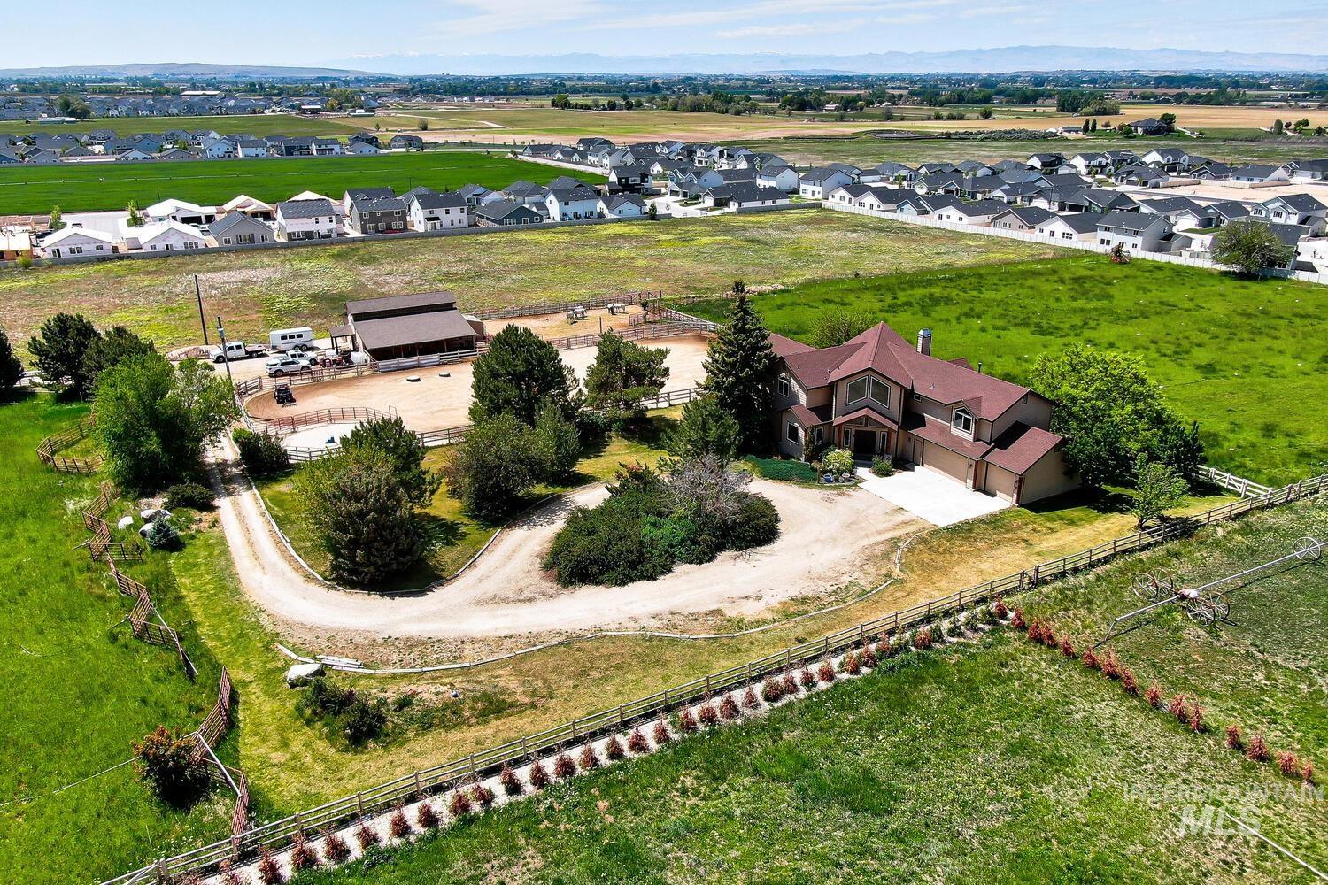 Aerial perspective of suburban area