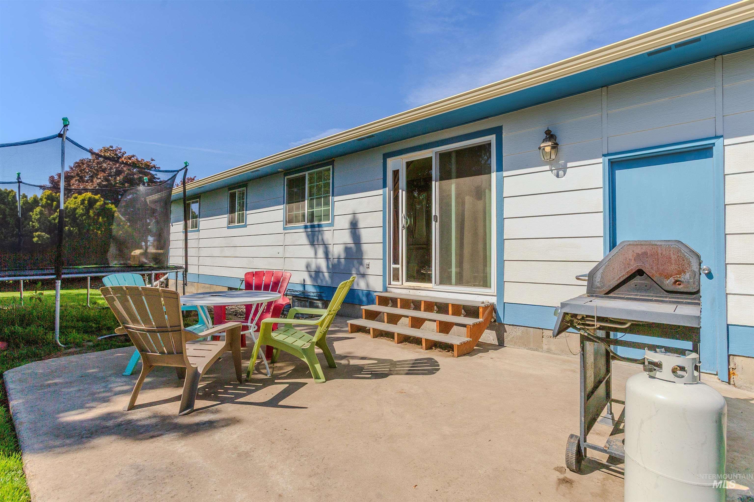 View of patio / terrace featuring a trampoline and entry steps