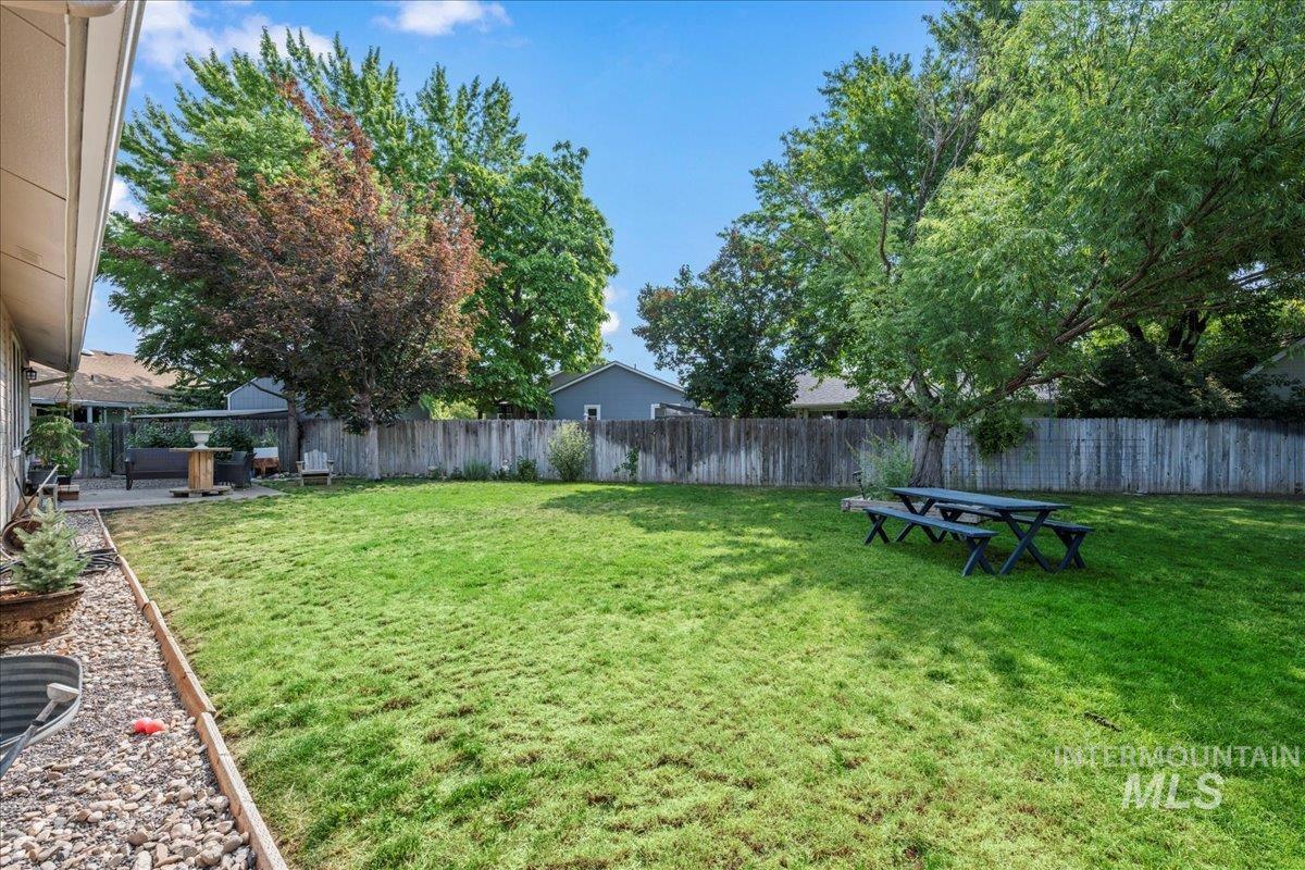 View of fenced backyard