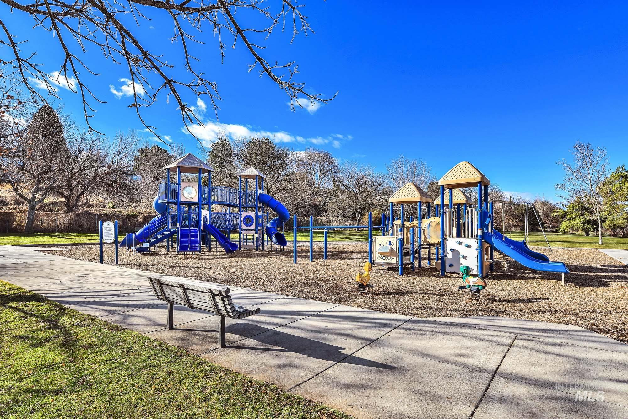 Communal playground with a lawn