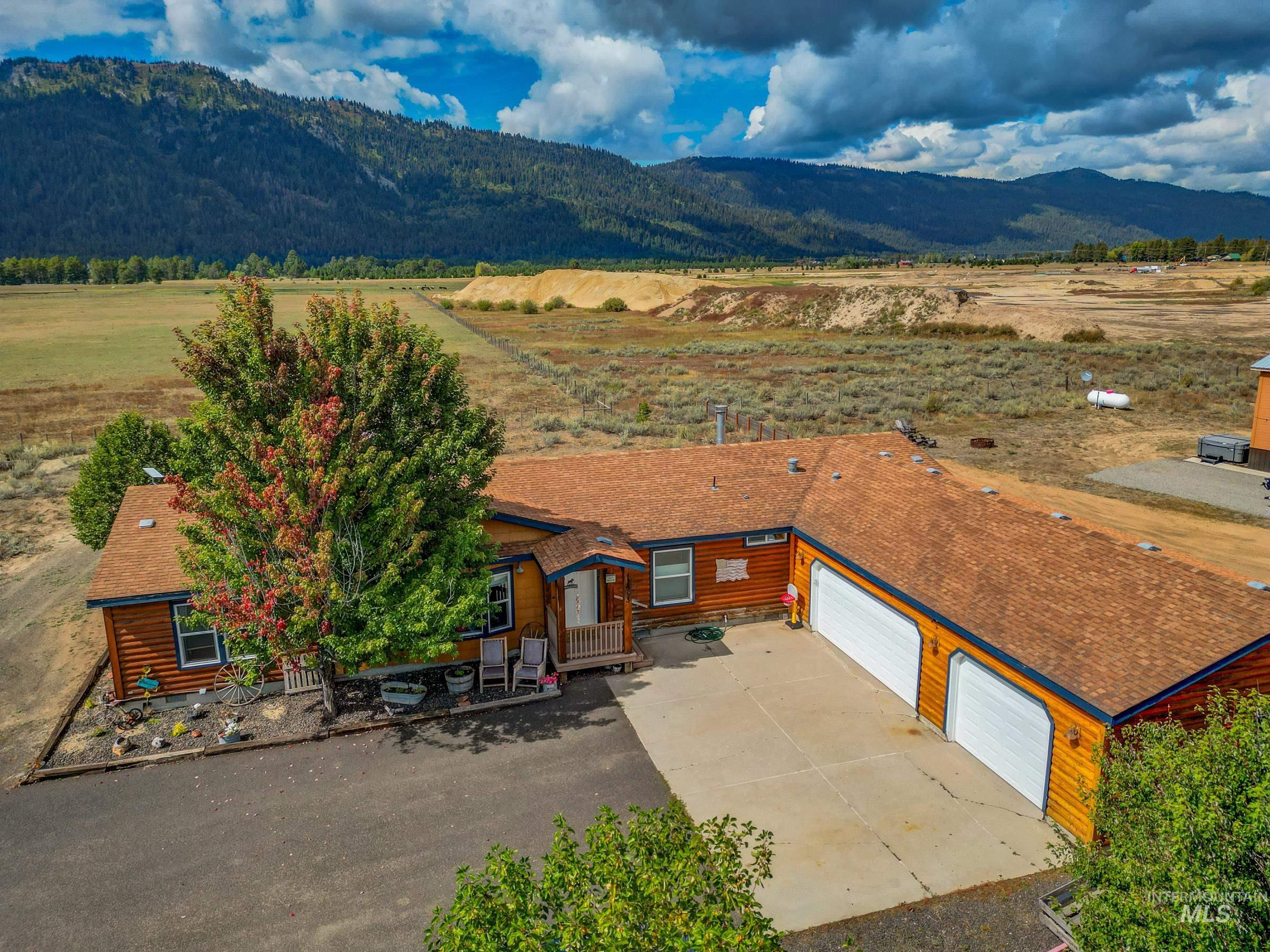 View from above of property with mountains