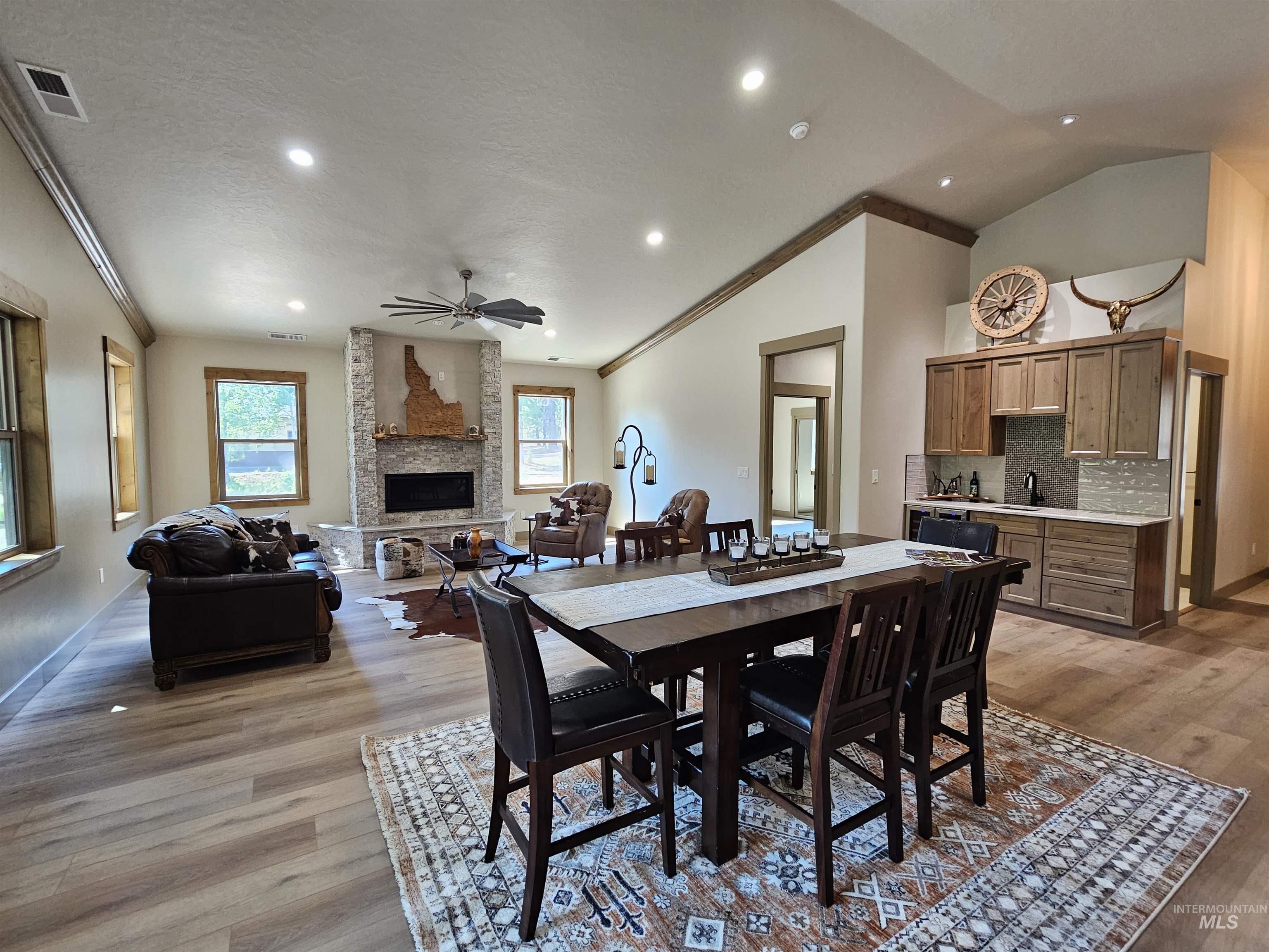 Dining area can fit a very large table for entertaining all your friends and family.