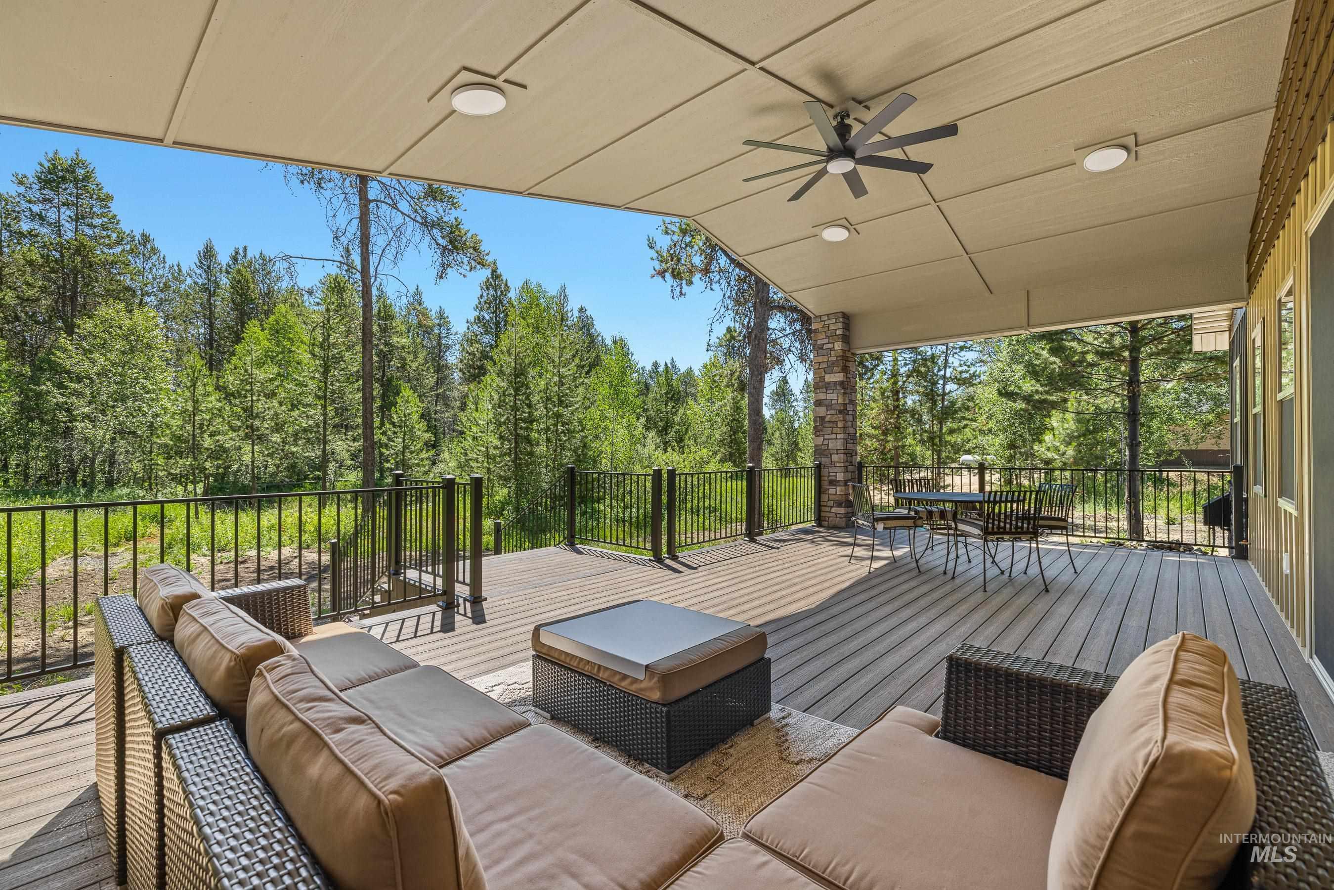 Generous deck area outside features composite decking, room for a hot tub (wiring is in,) gas line plumbed in for a BBQ or firepit.