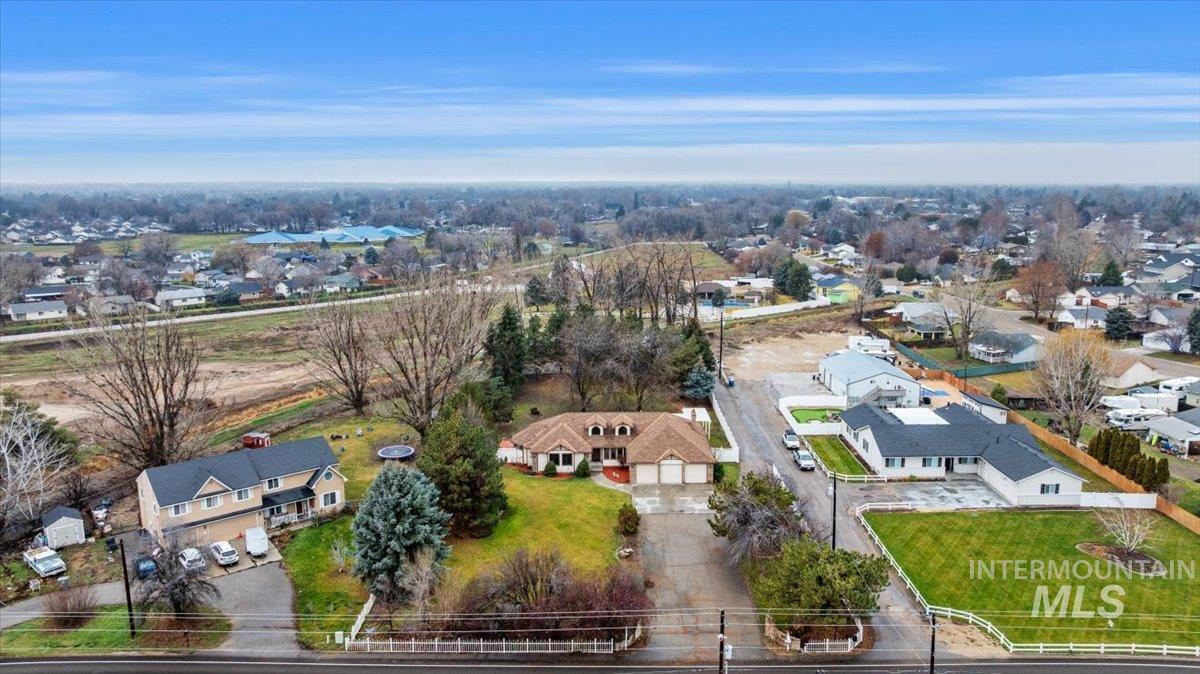 Aerial perspective of suburban area