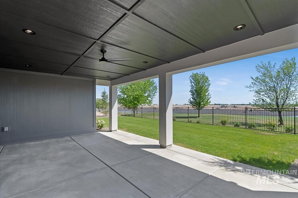 View of patio / terrace featuring a ceiling fan