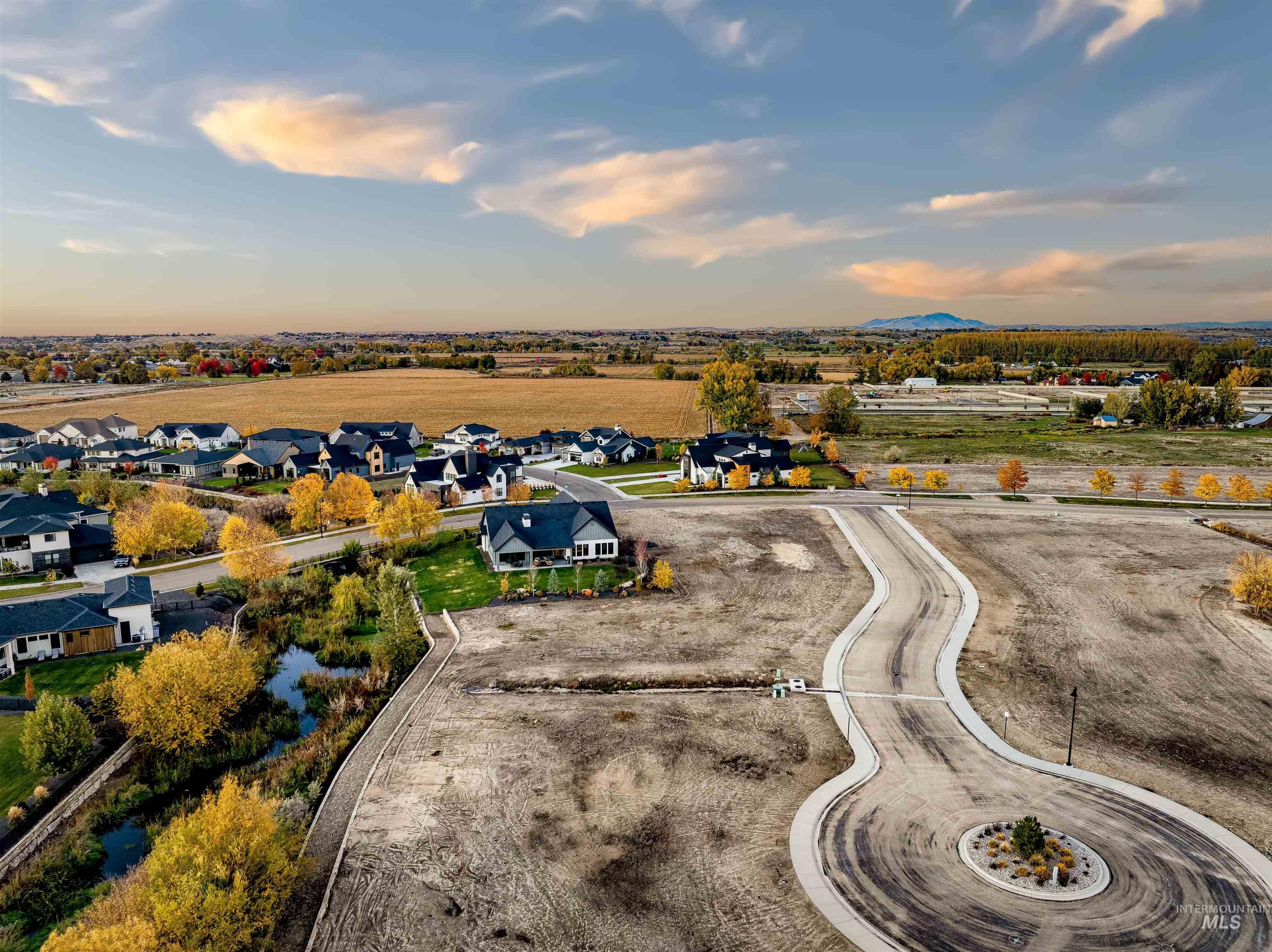 Aerial perspective of suburban area