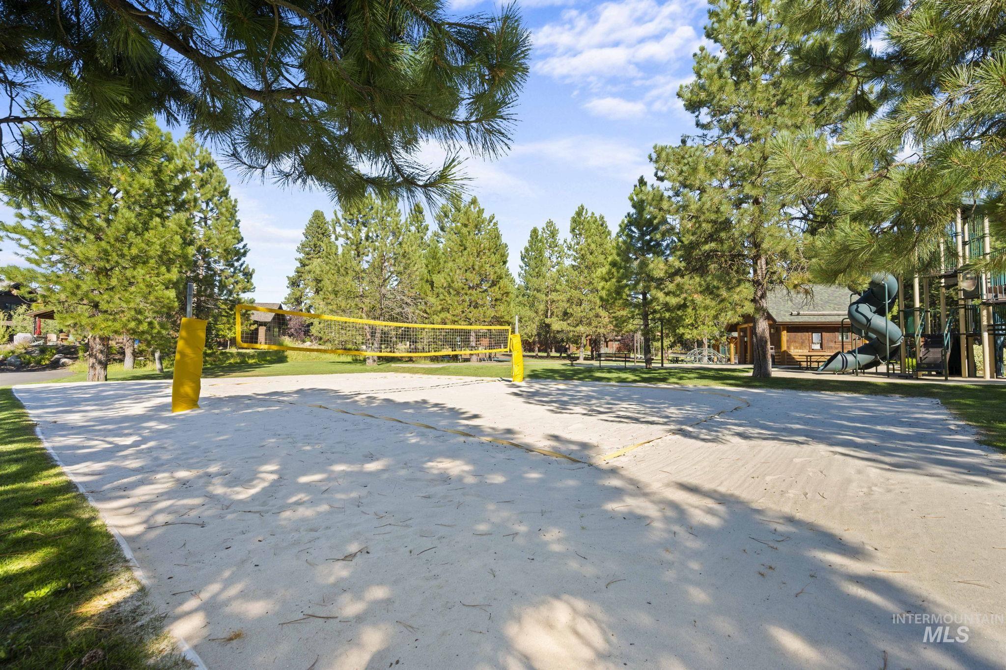 Surrounding community with volleyball court