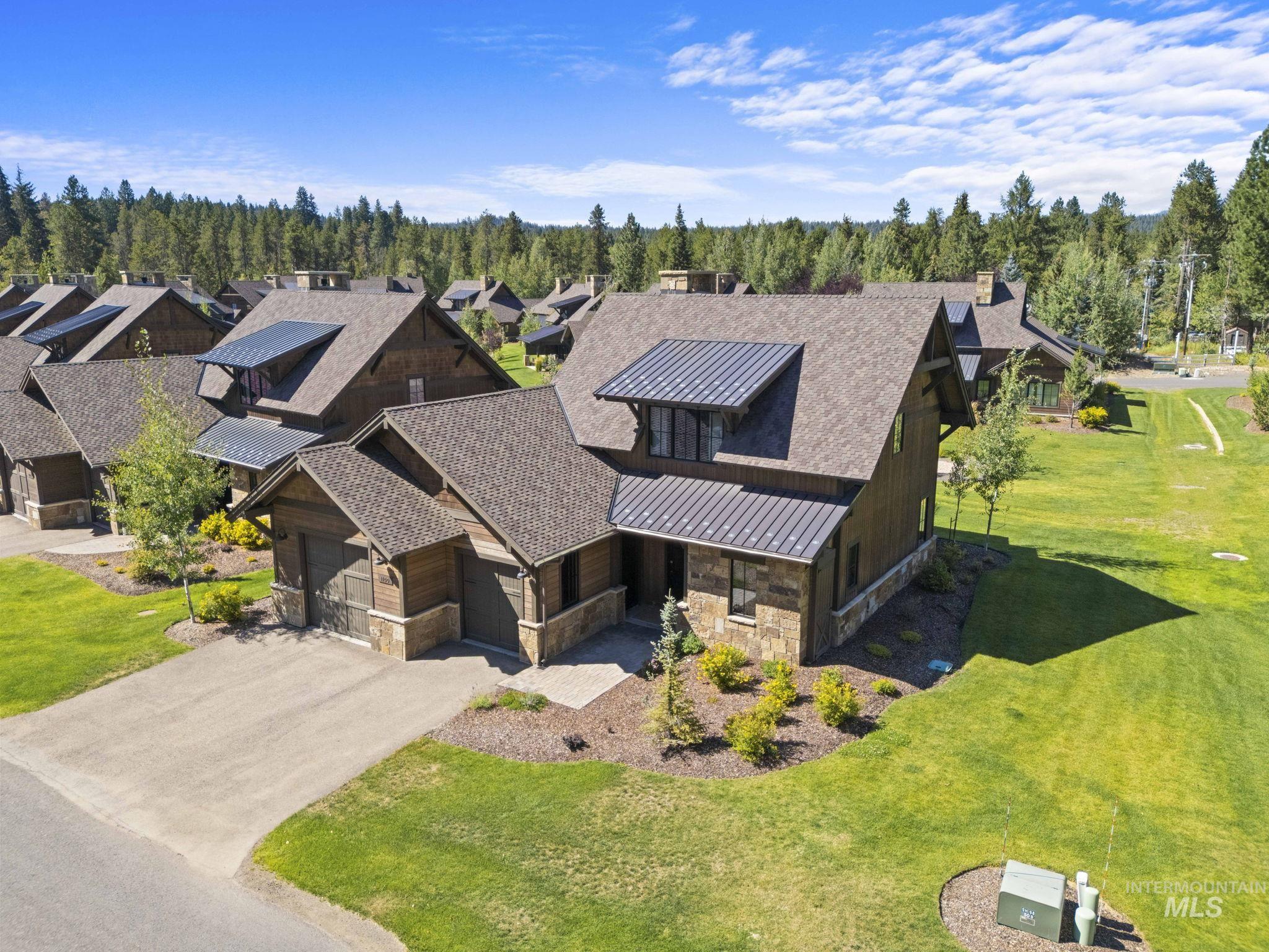 Aerial perspective of suburban area