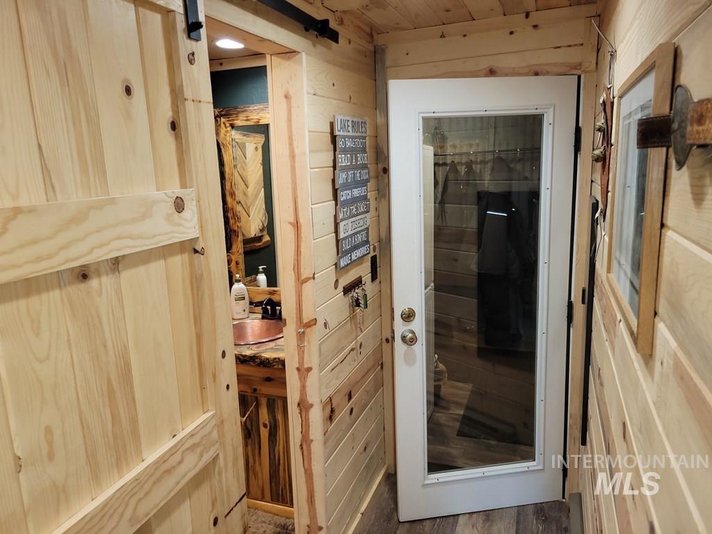 Sauna with wooden walls