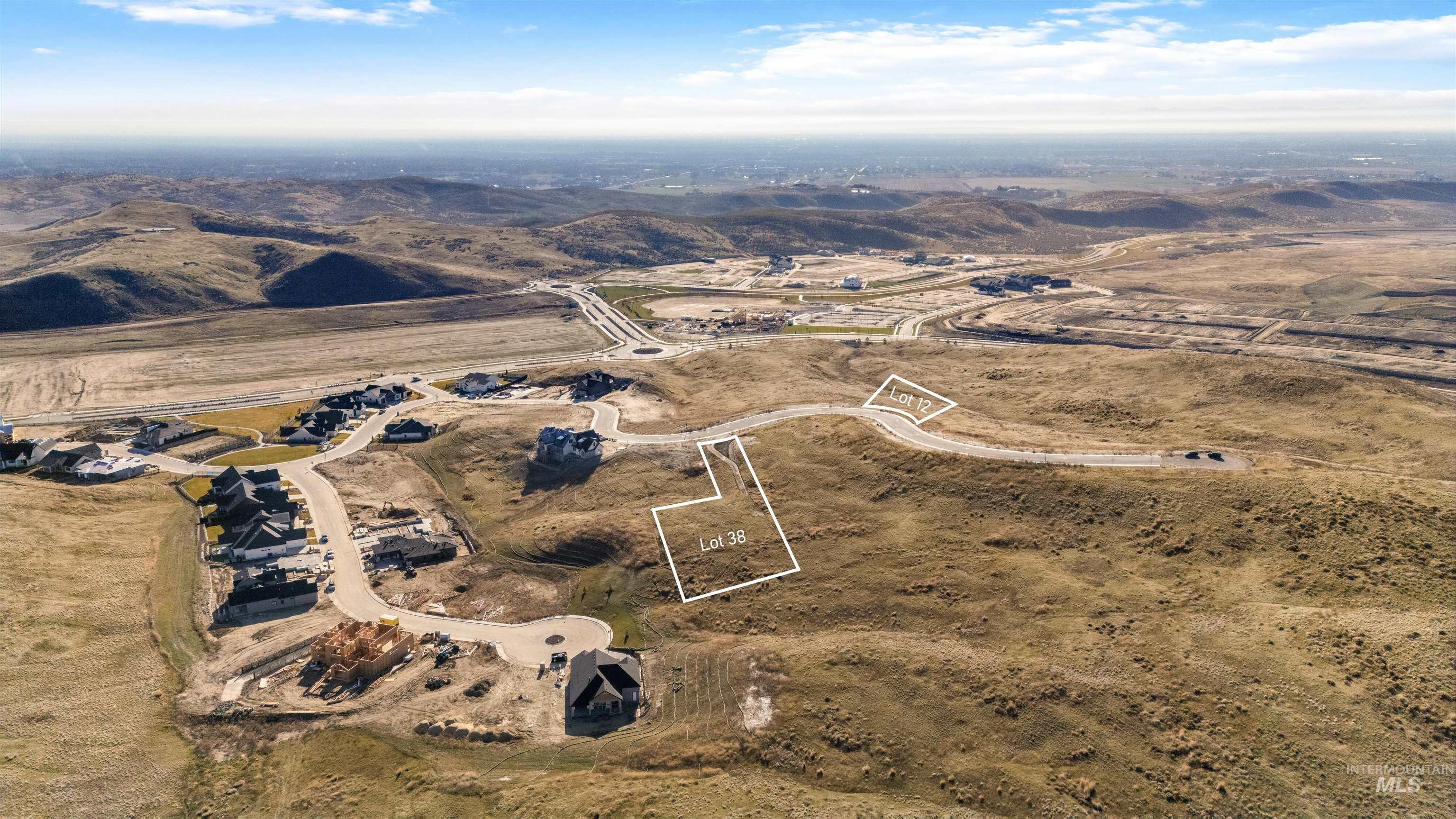 Aerial overview of property's location featuring property boundaries highlighted and rural landscape