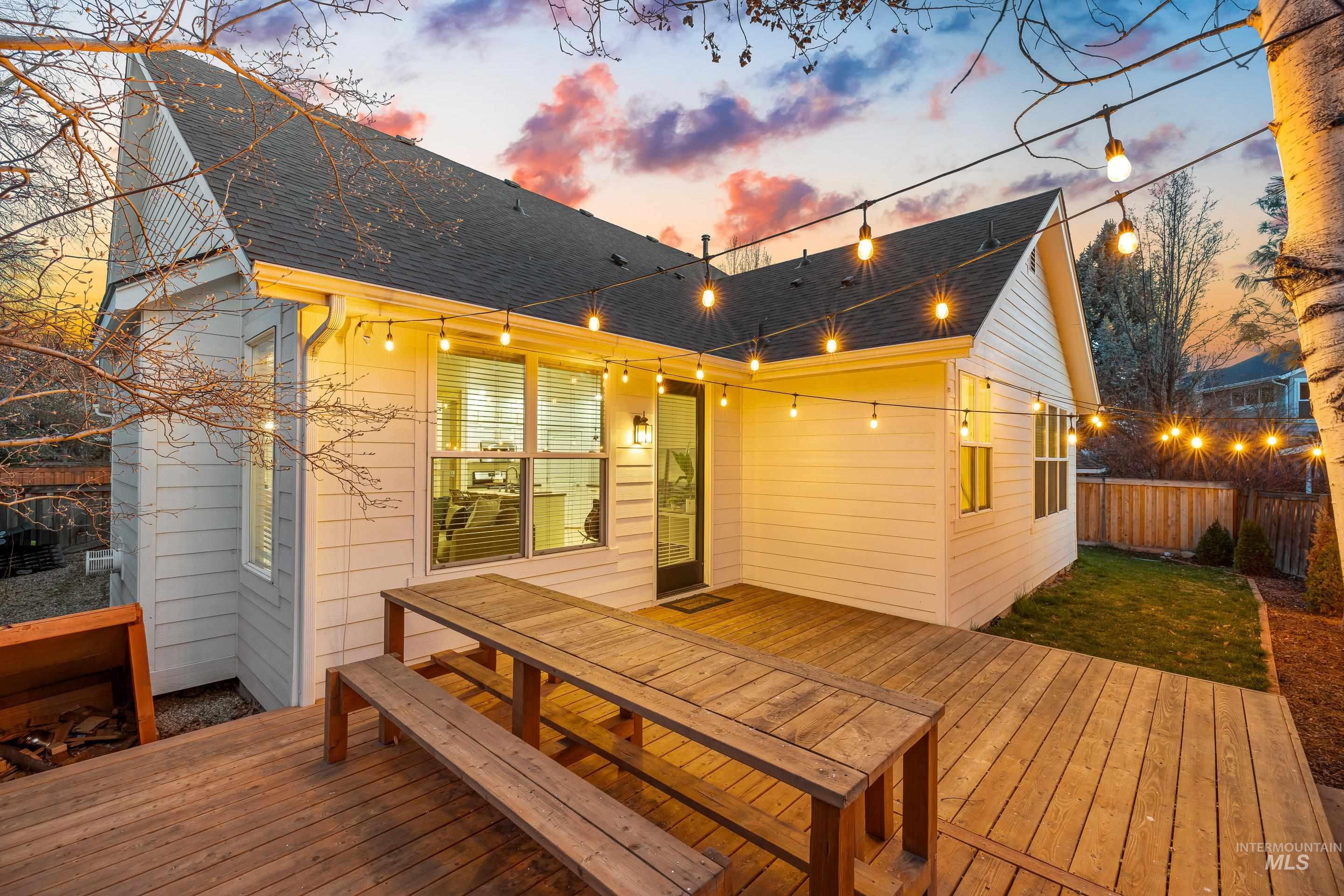 Wooden deck with outdoor dining area