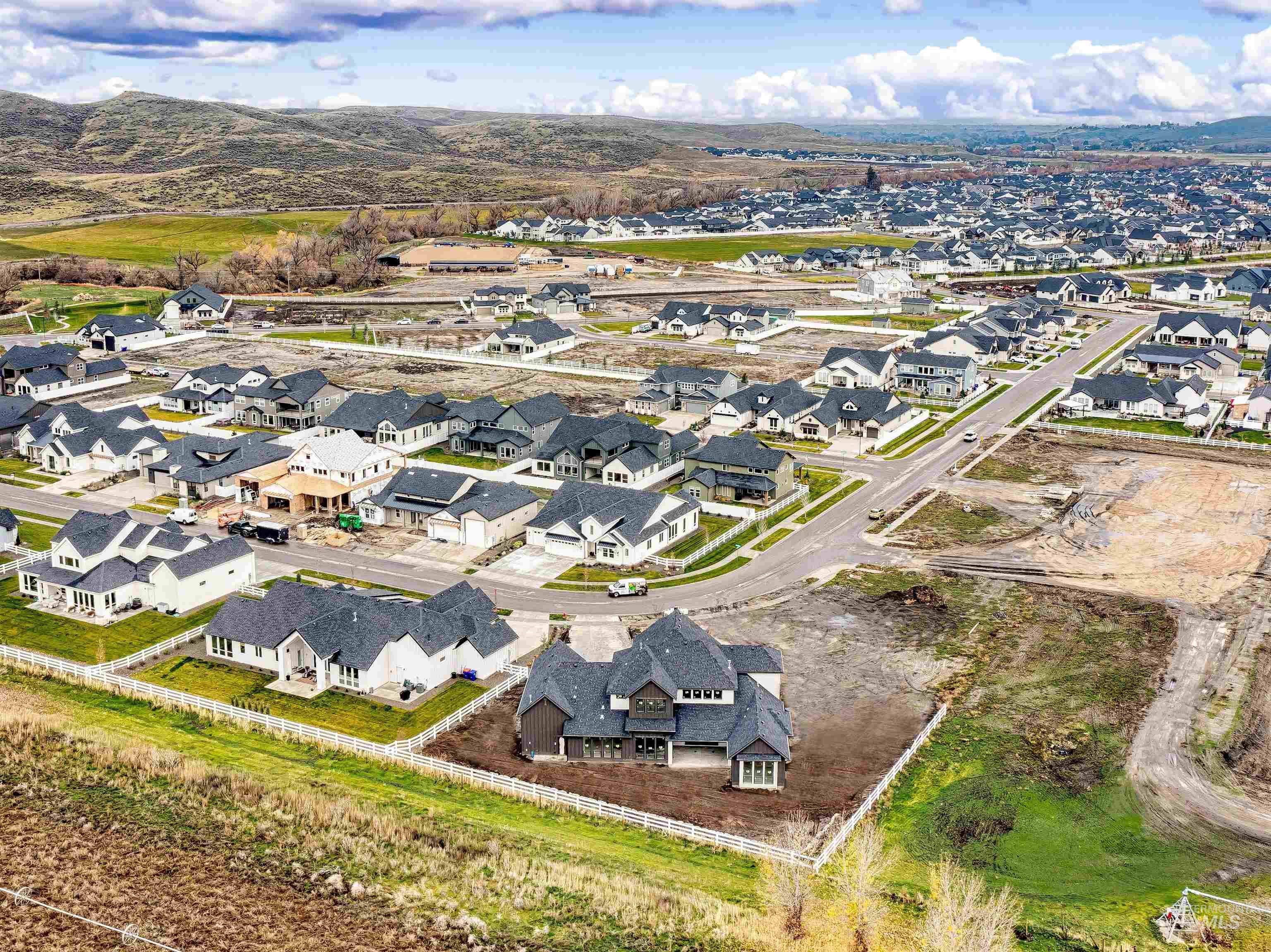 Aerial perspective of suburban area