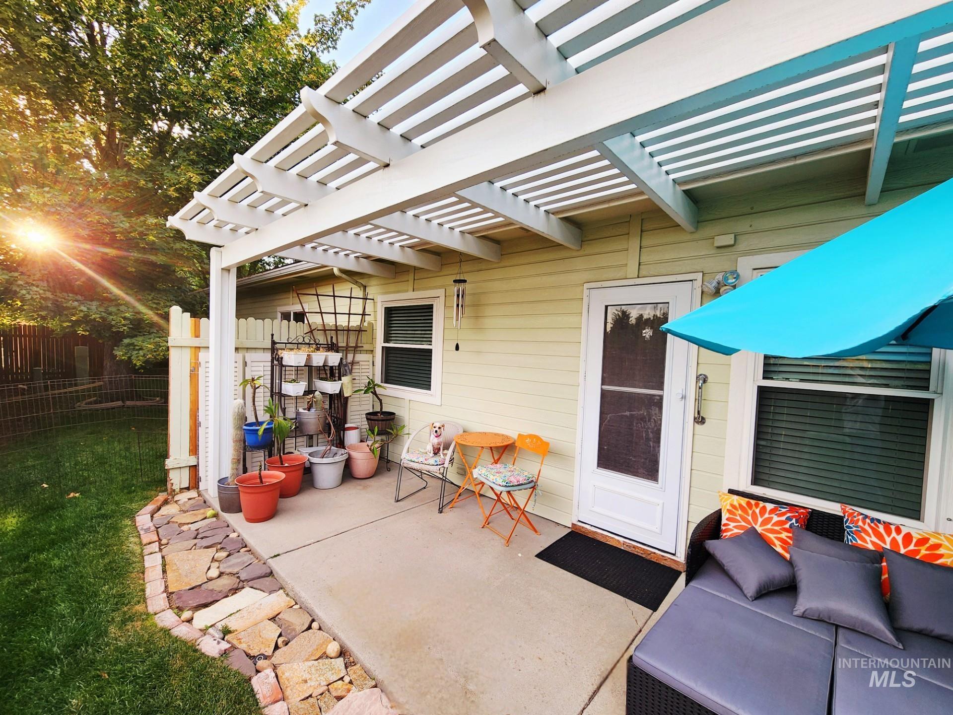 View of patio featuring a pergola