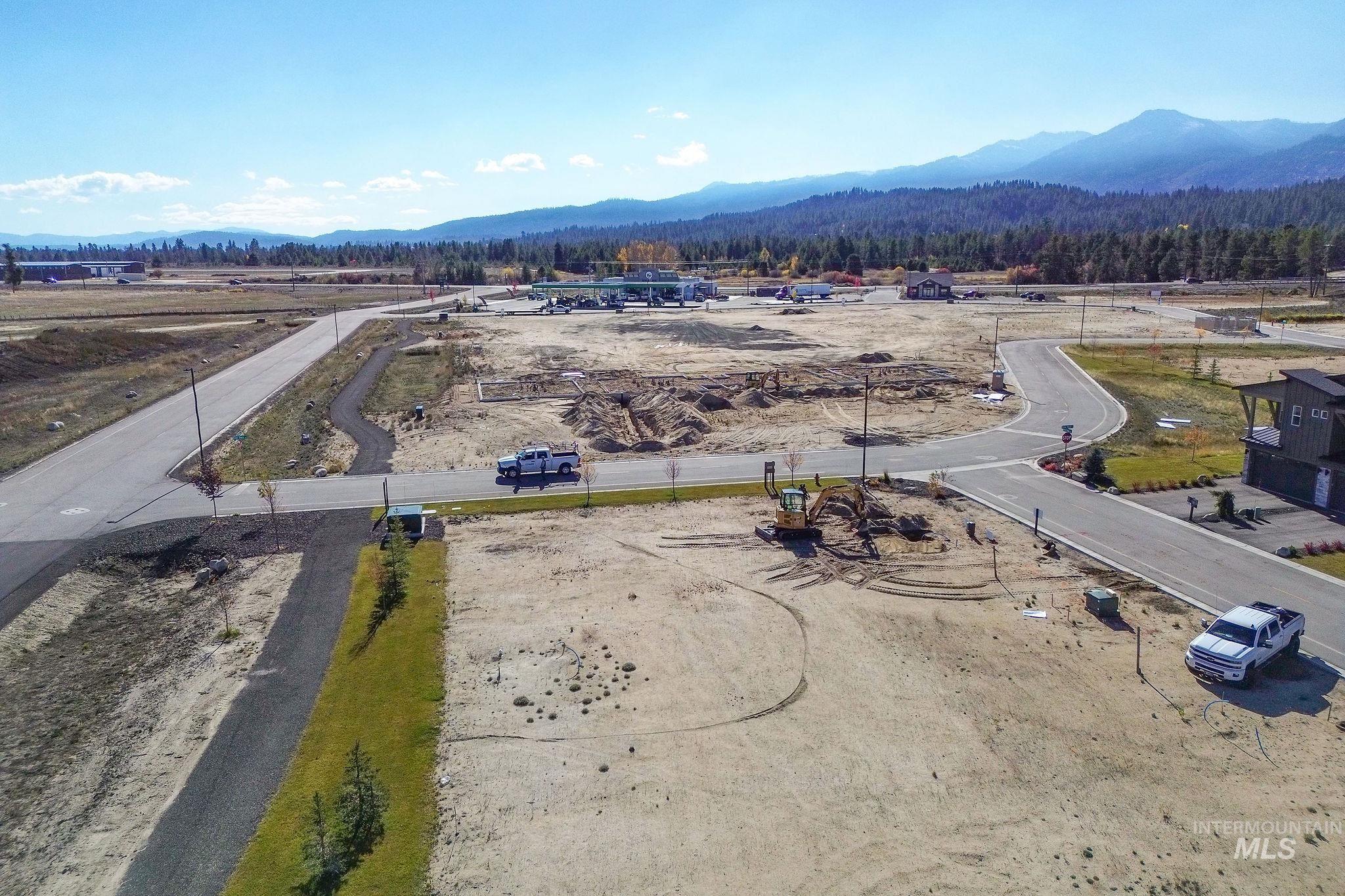 Drone / aerial view of a mountain backdrop