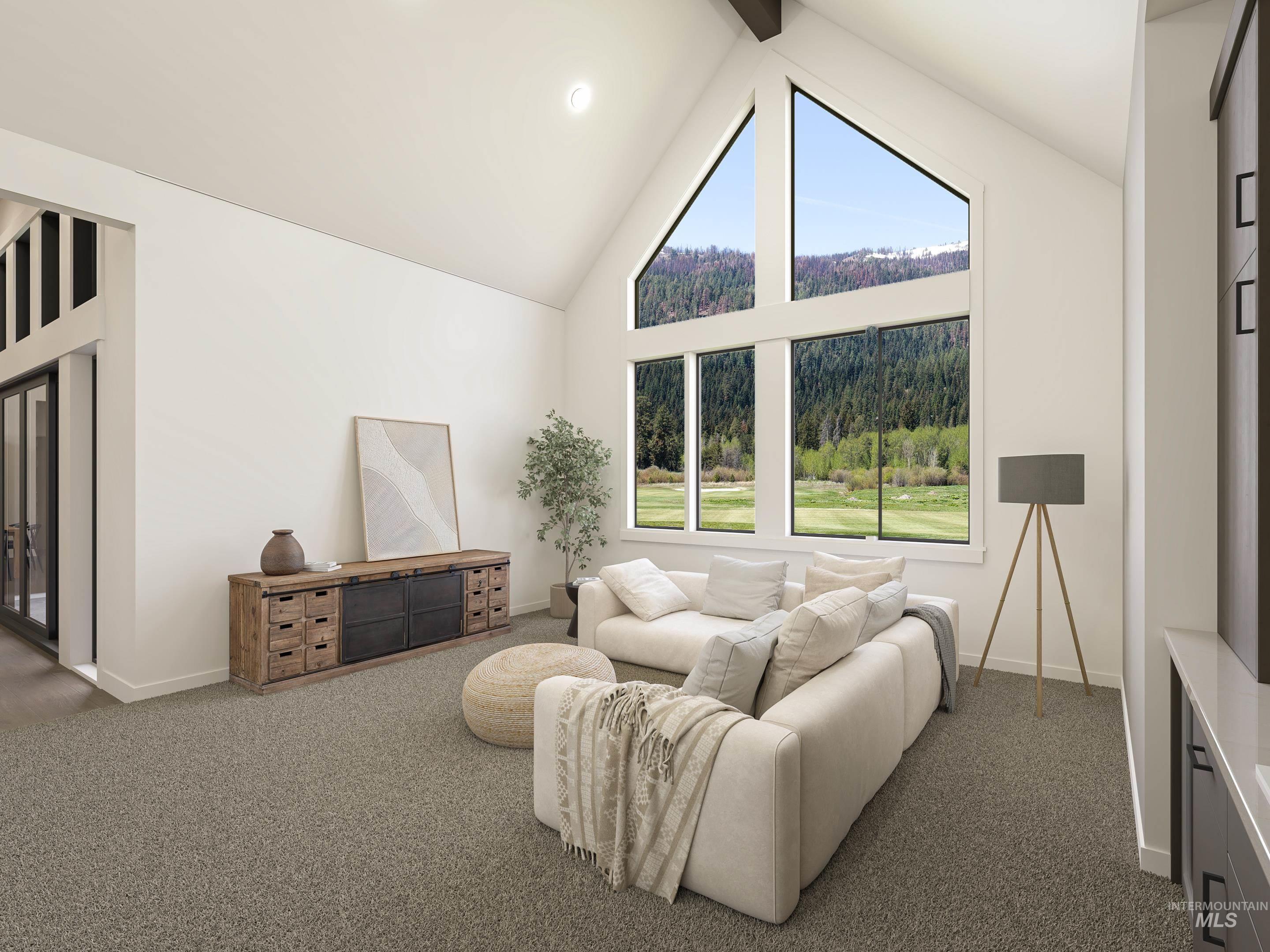 Digital Rendering. Vaulted ceiling with exposed beam accent
