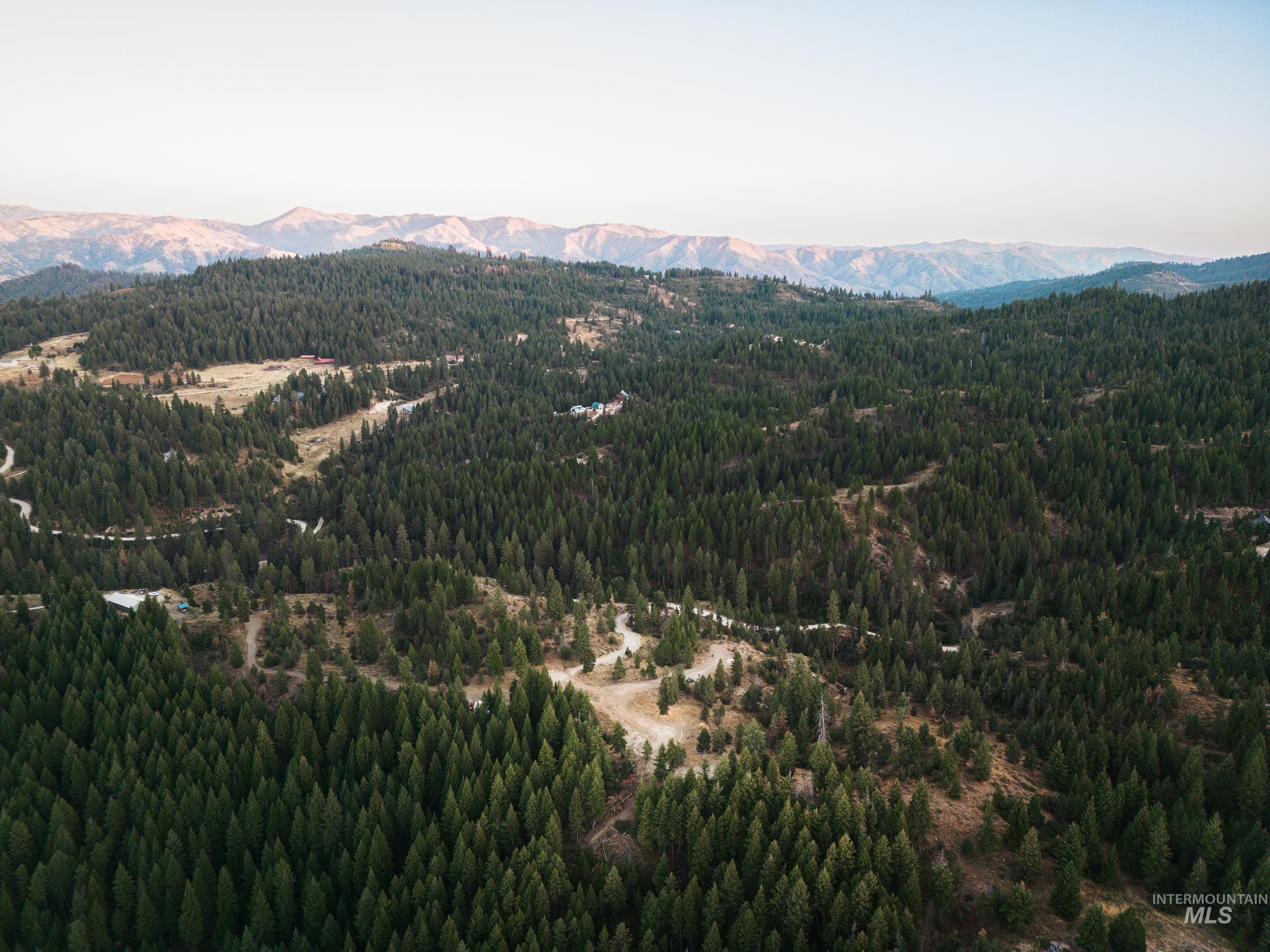 Drone / aerial view of a mountainous background