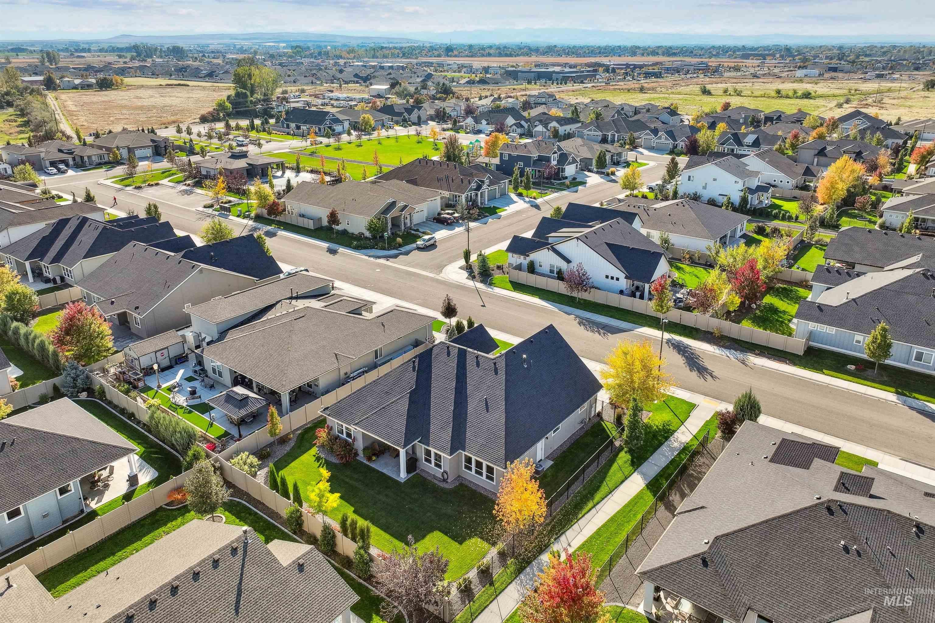 Aerial view of residential area