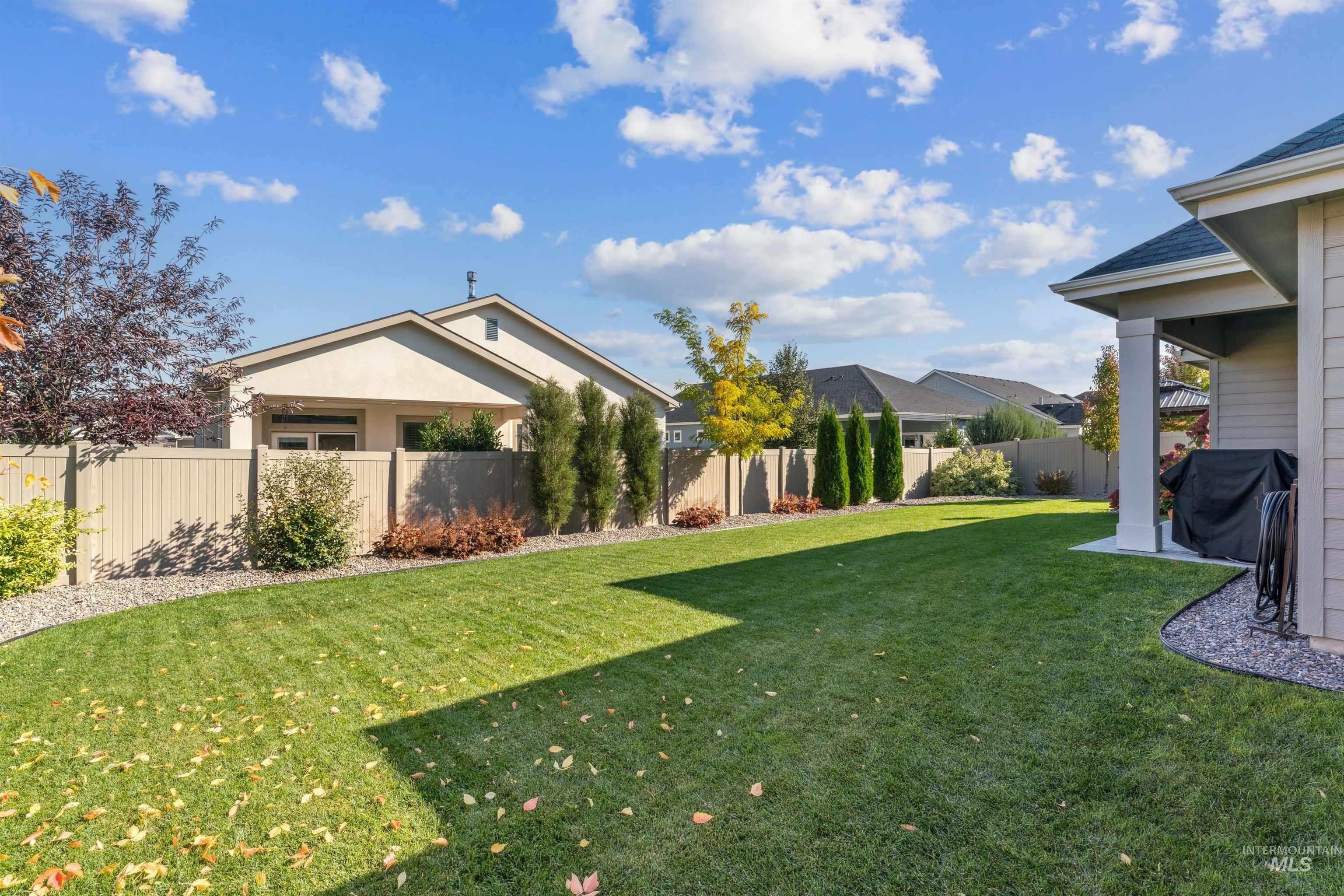 View of fenced backyard