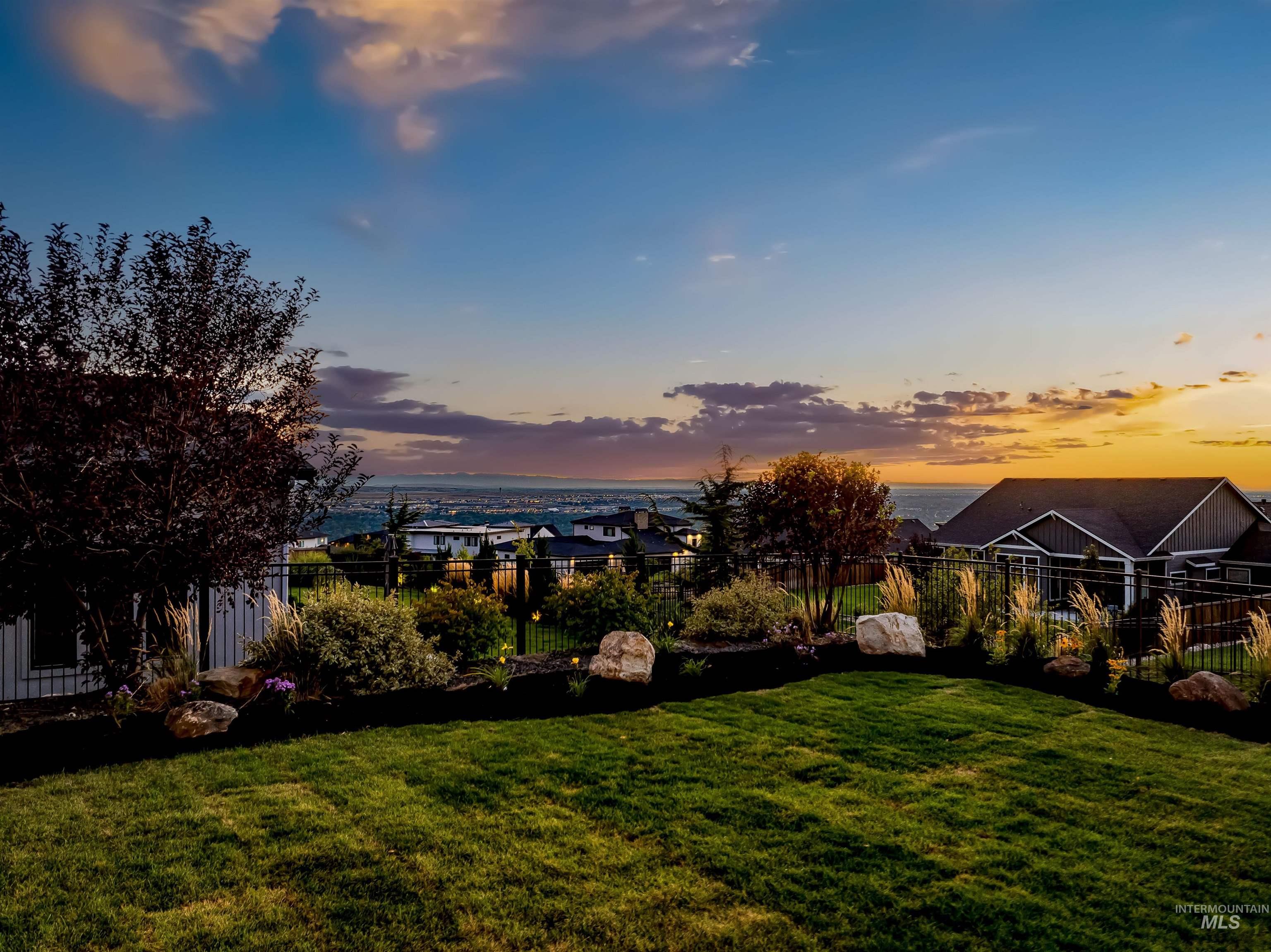 View of yard at dusk
