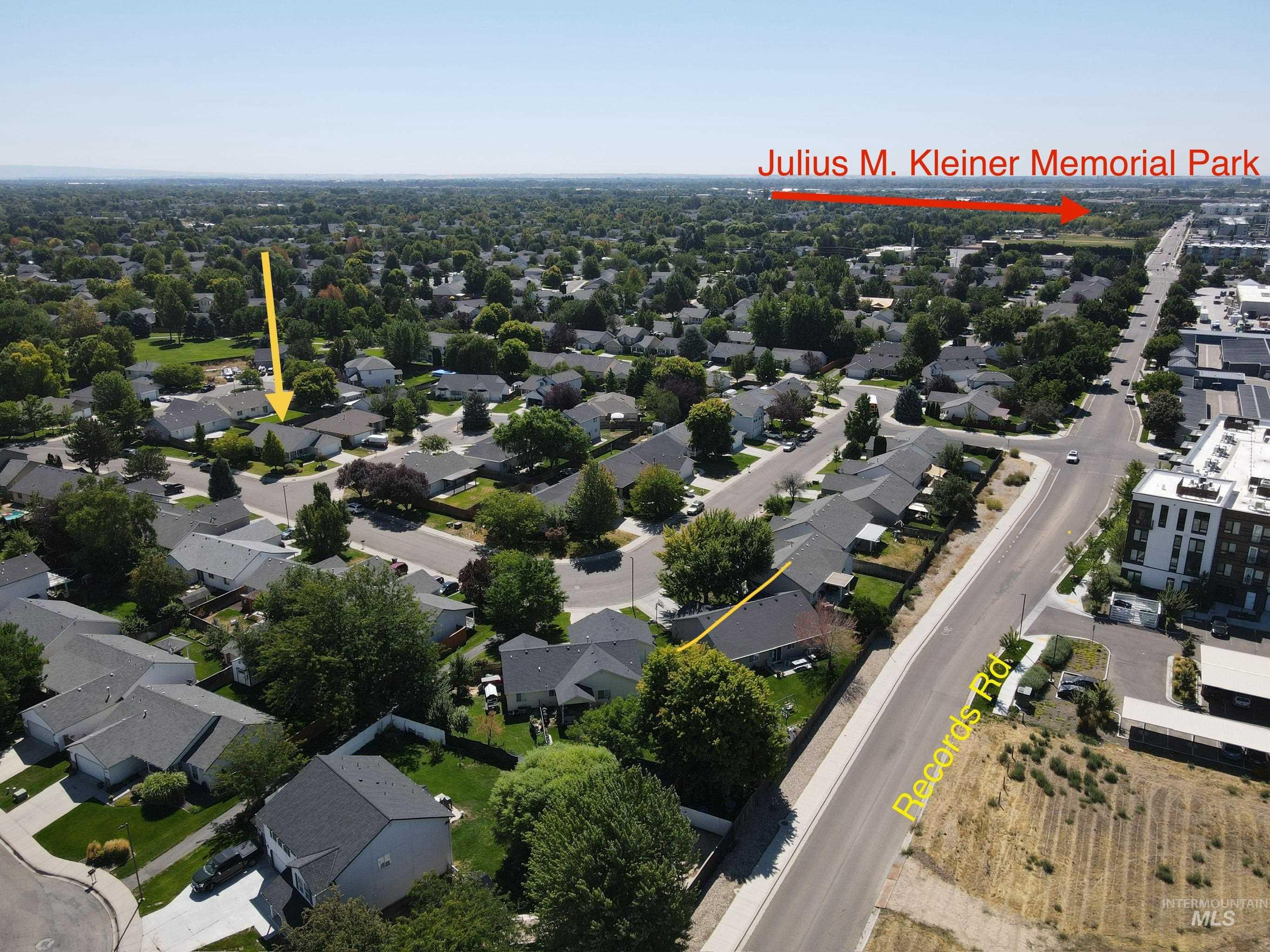 Aerial perspective of suburban area