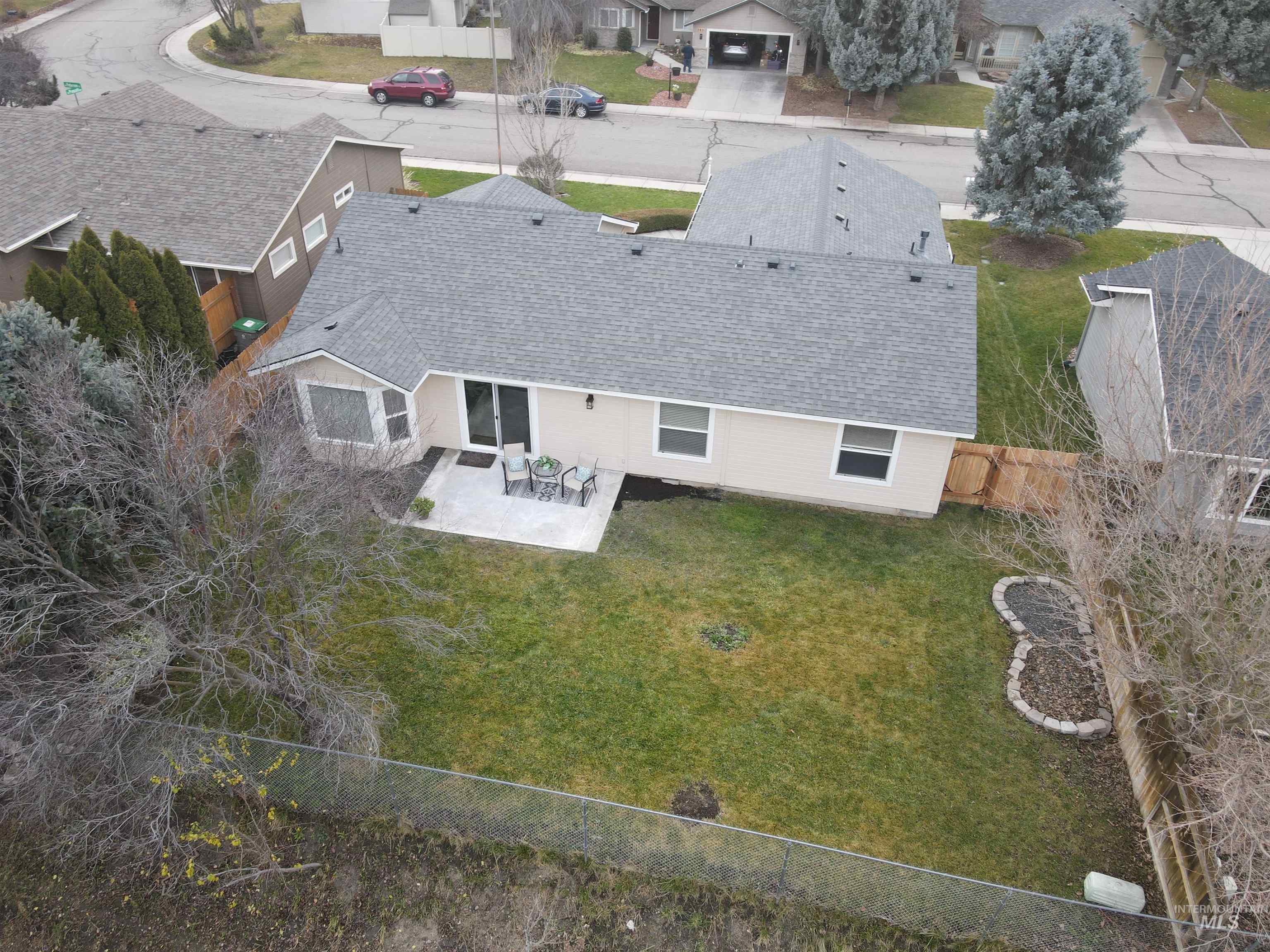 Aerial perspective of Backyard & Seasonal Stream to the North of the property!