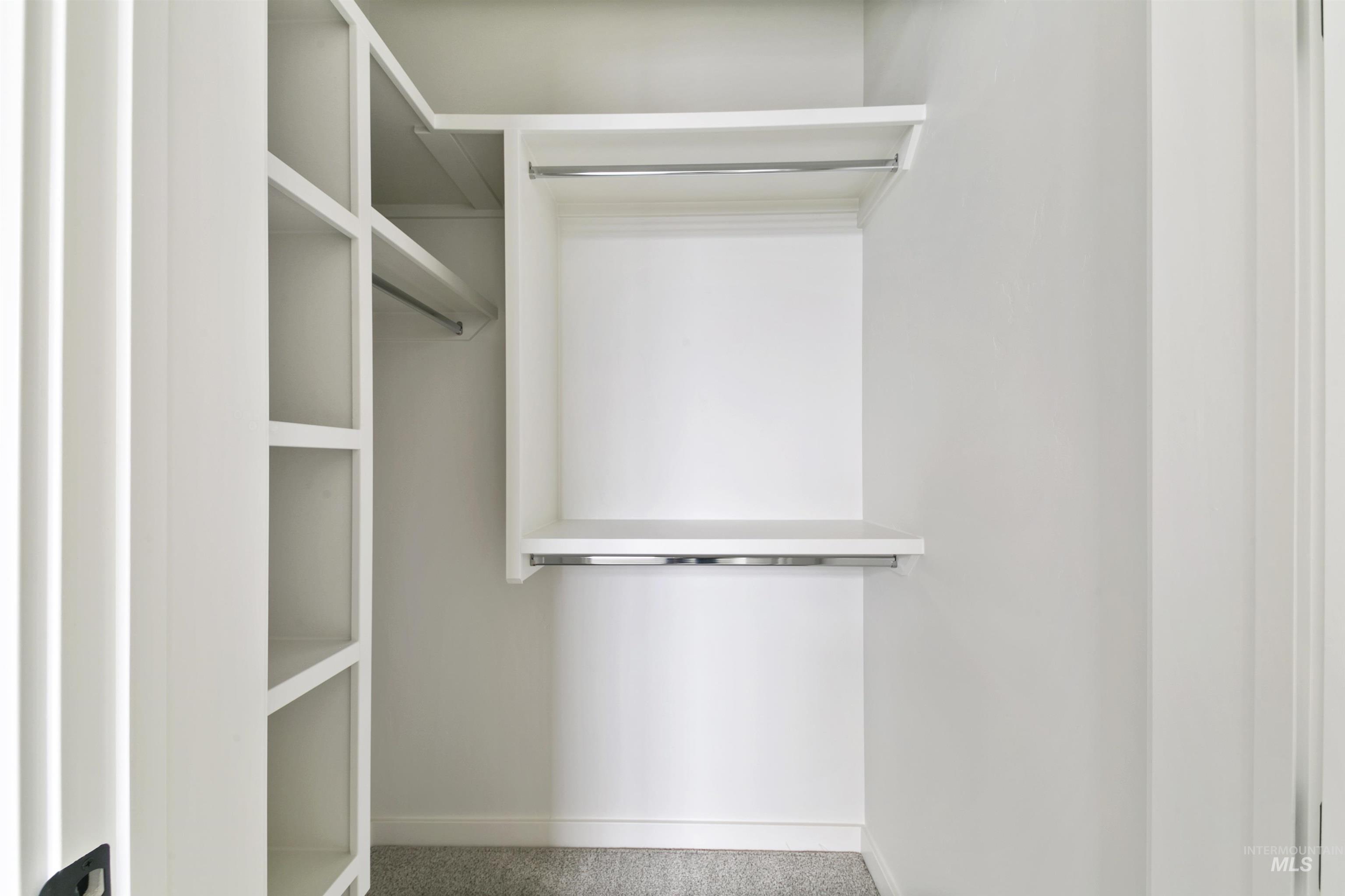 Spacious closet with carpet floors