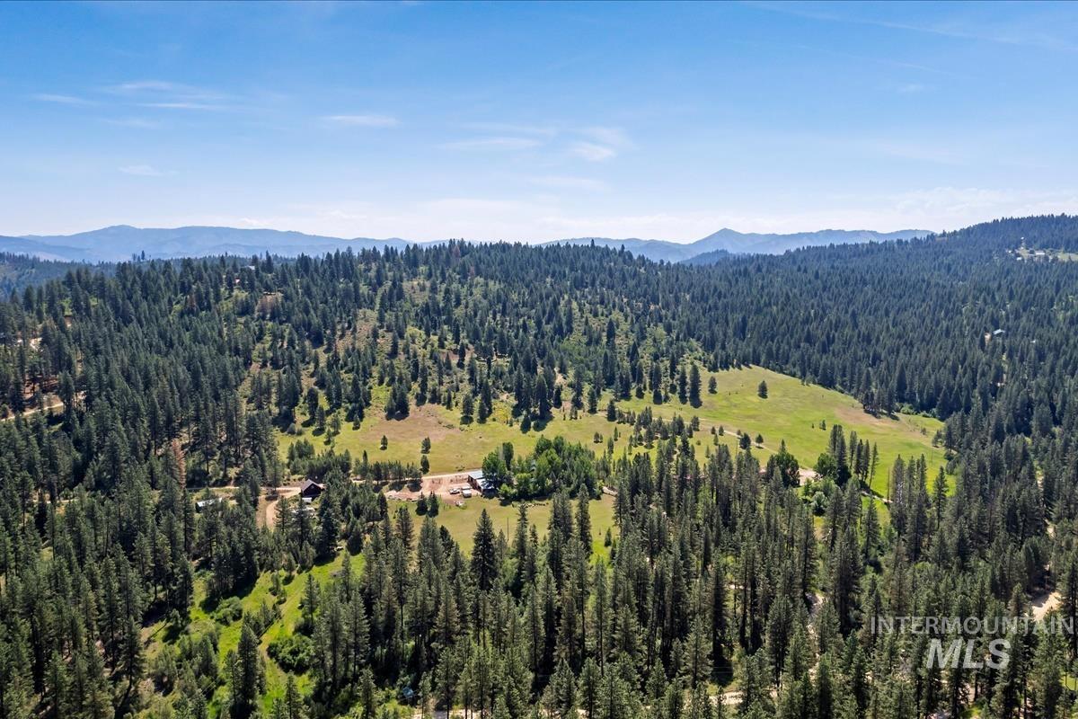 Drone / aerial view of a mountain backdrop