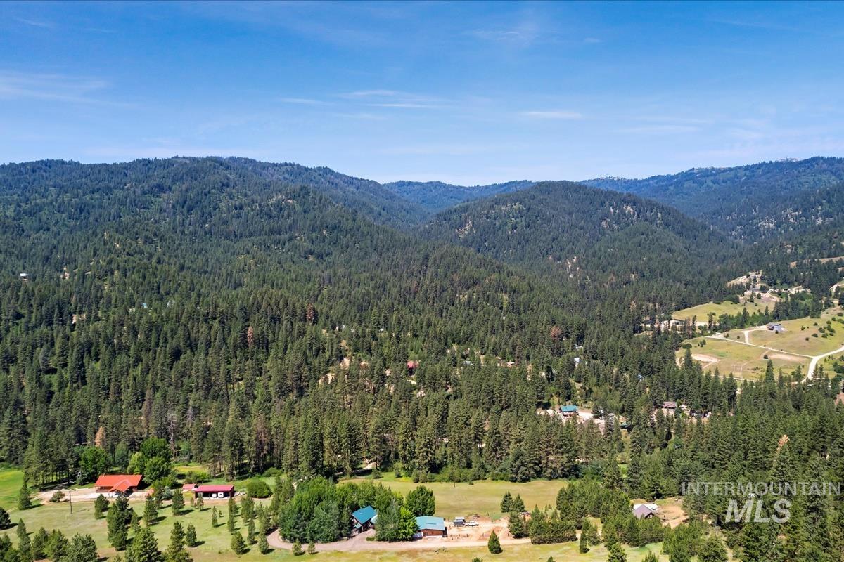 Aerial view of a mountainous background