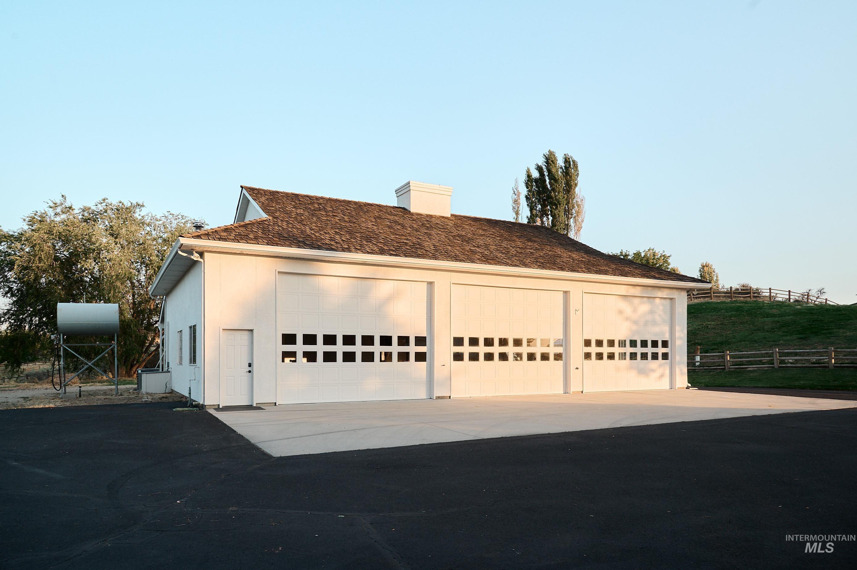 View of detached garage