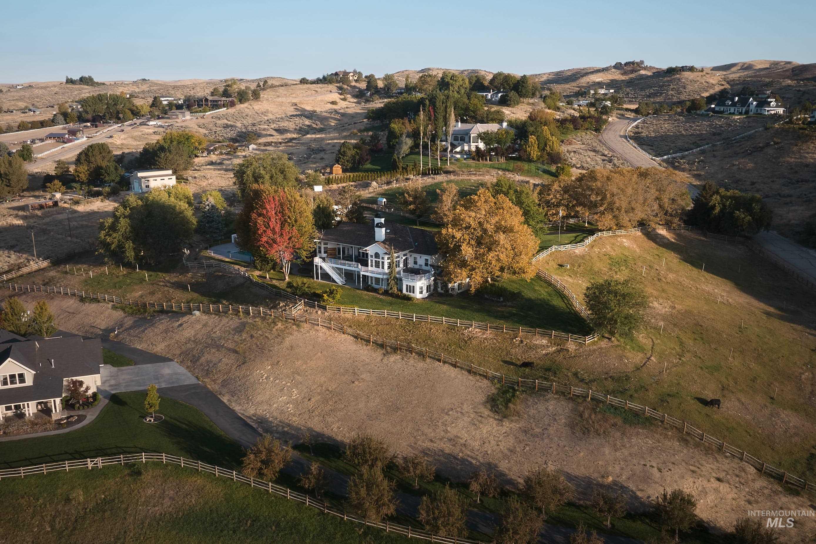 Aerial overview of property's location with rural landscape